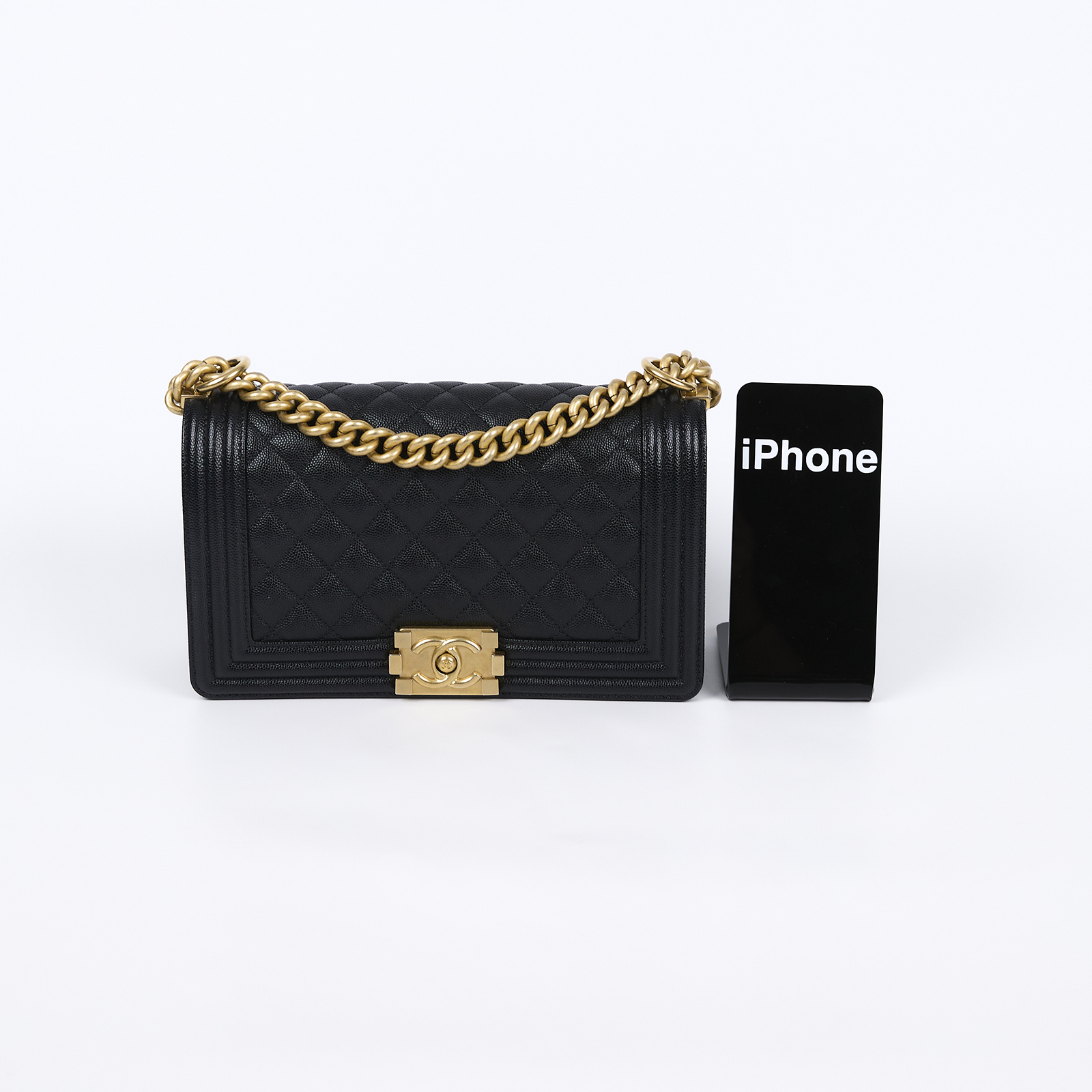 香奈兒 CHANEL Boy 25 口蓋包 A67086 晶片款 黑荔枝金扣BOY25 原廠盒子/防塵袋/購買證明影本