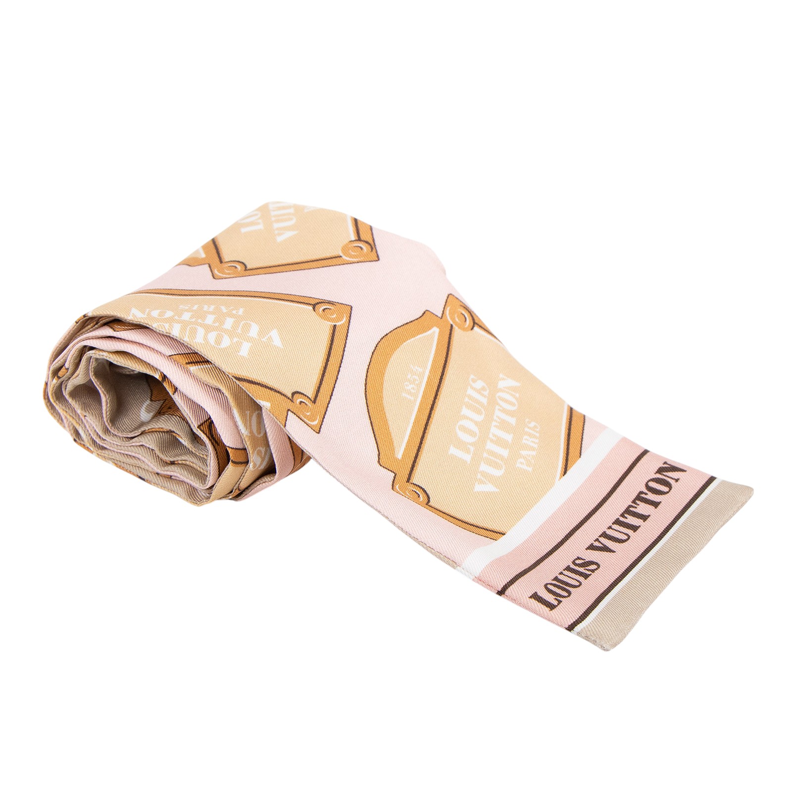 路易威登 LOUIS VUITTON Monopaname 老花 絲巾 髮帶 圍巾 綁帶 M79302 粉灰原花TWILLY 原廠盒子