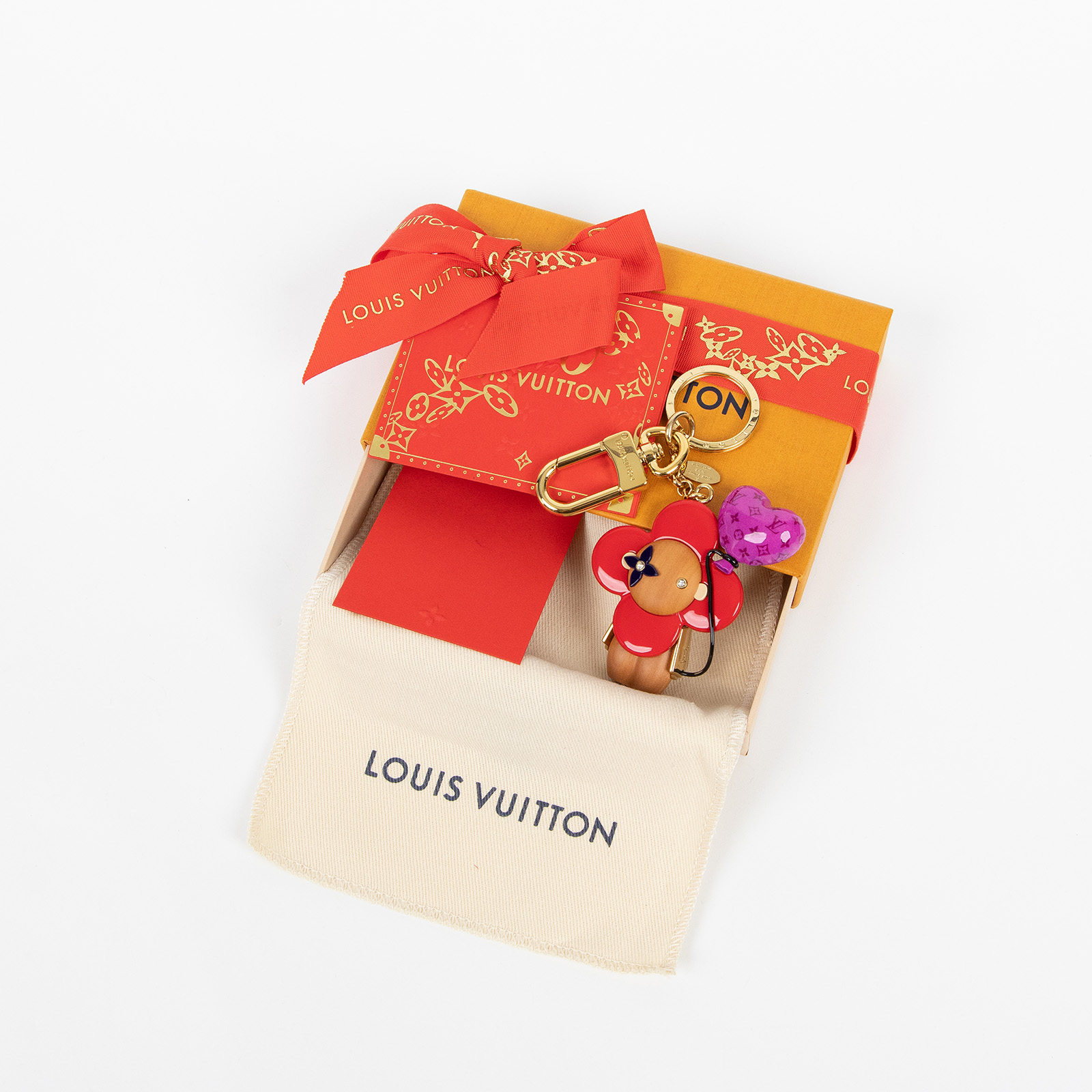 路易威登 LOUIS VUITTON Vivienne 鑰匙圈及包包吊飾 M80249 愛心氣球Vivienne鑰匙圈 原廠盒子/防塵袋