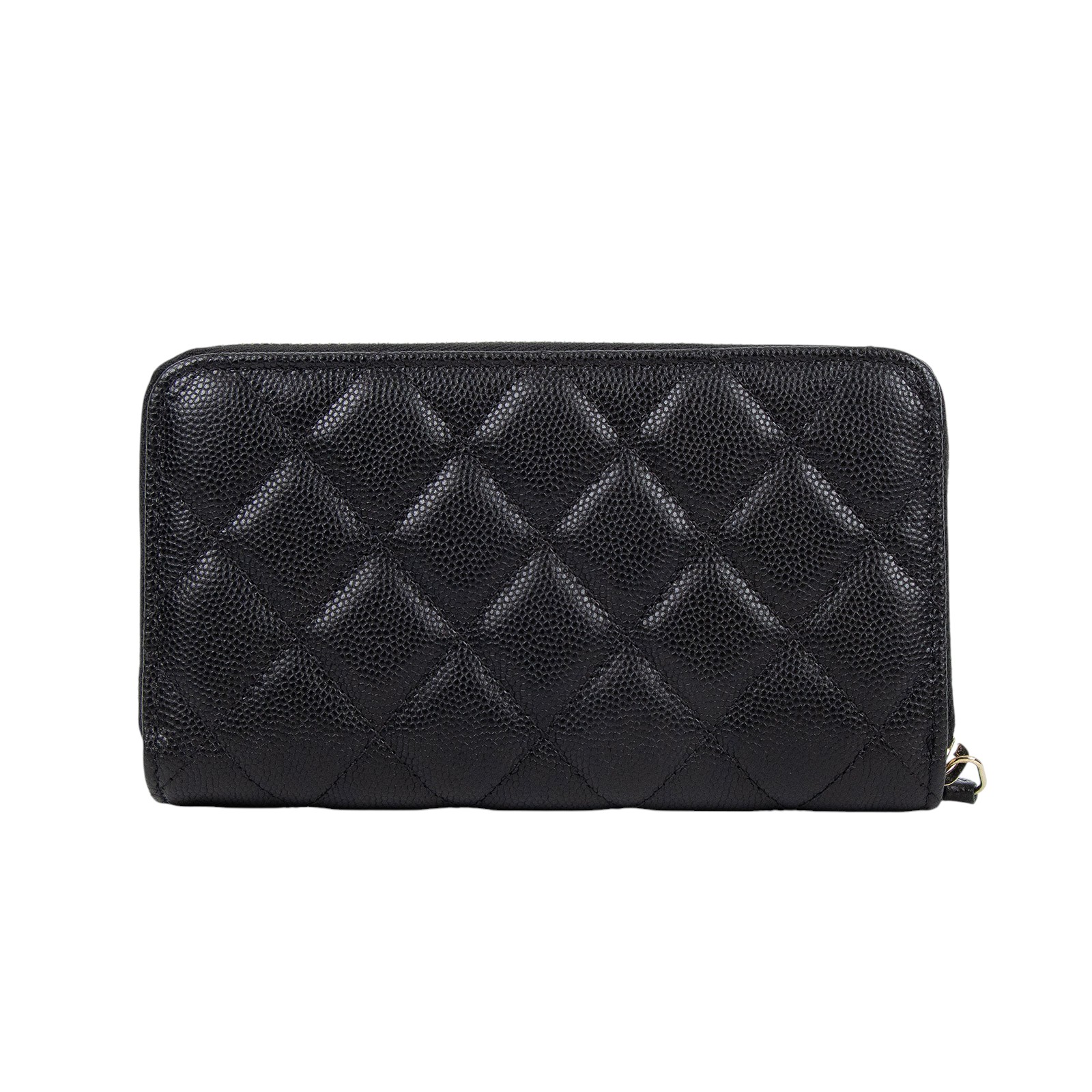 香奈兒 CHANEL 拉鍊錢包 長夾   26開黑荔枝中夾 原廠盒子/防塵袋