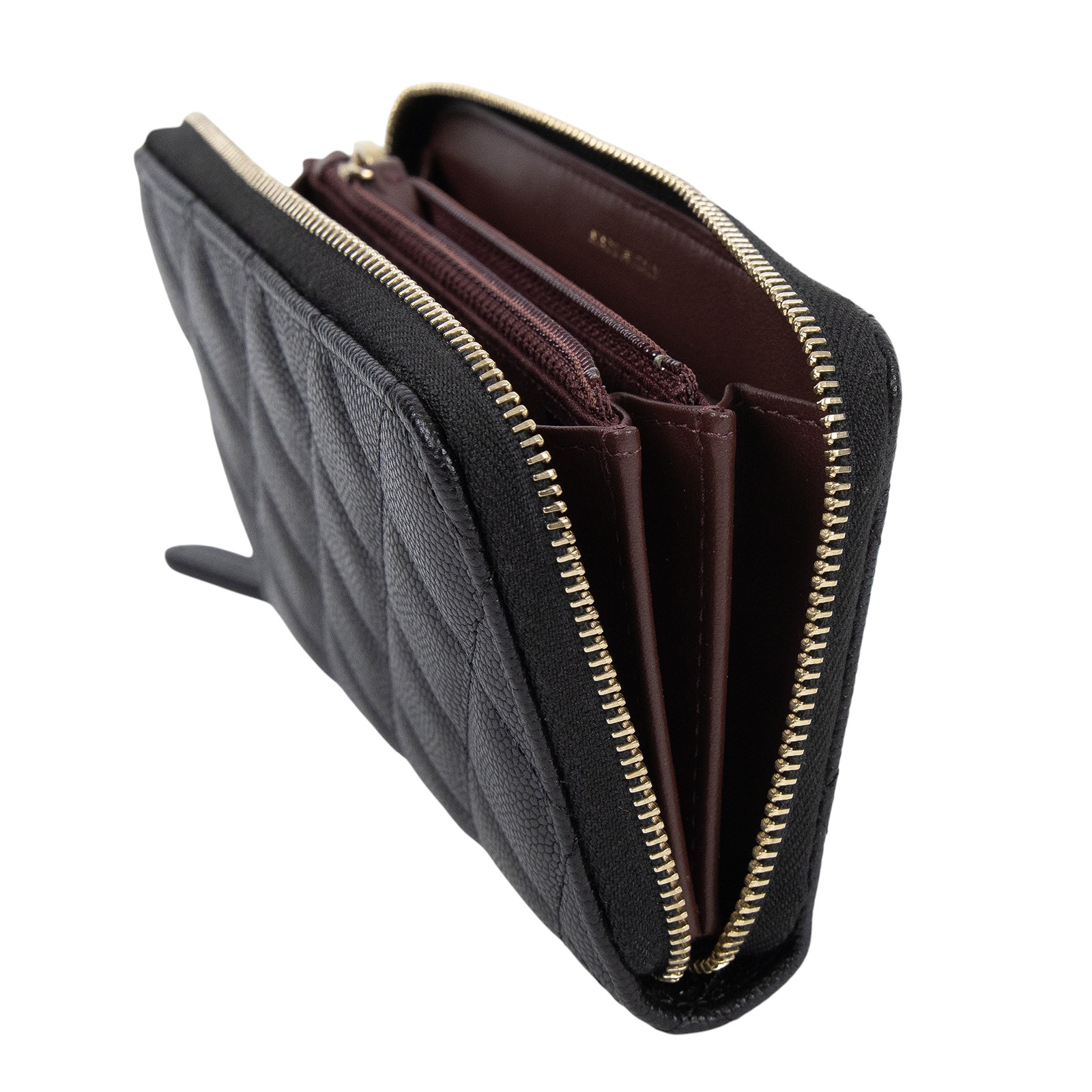 香奈兒 CHANEL 拉鍊錢包 長夾   26開黑荔枝中夾 原廠盒子/防塵袋