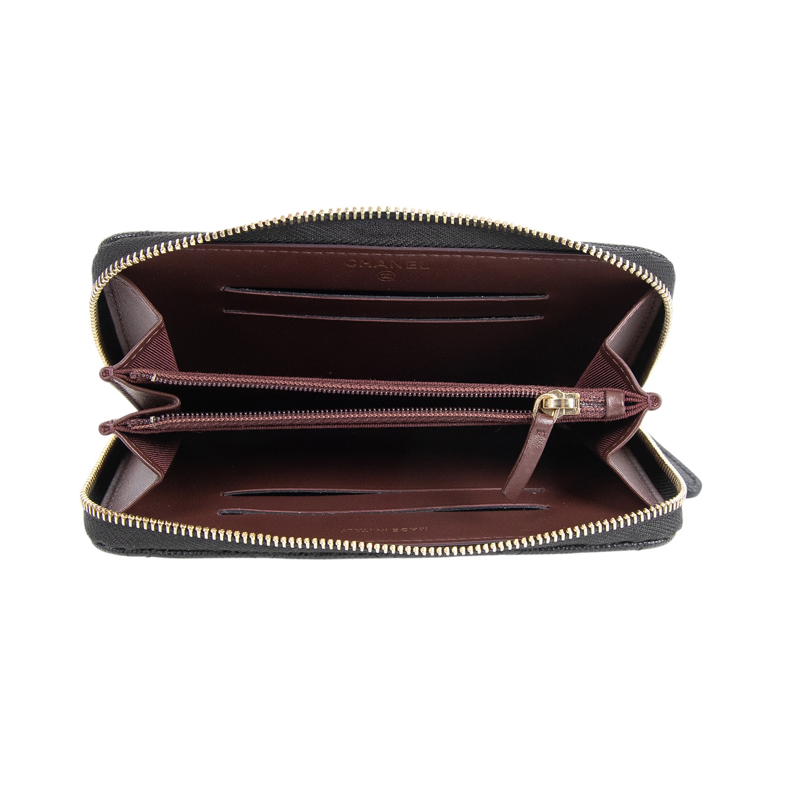 香奈兒 CHANEL 拉鍊錢包 長夾   26開黑荔枝中夾 原廠盒子/防塵袋