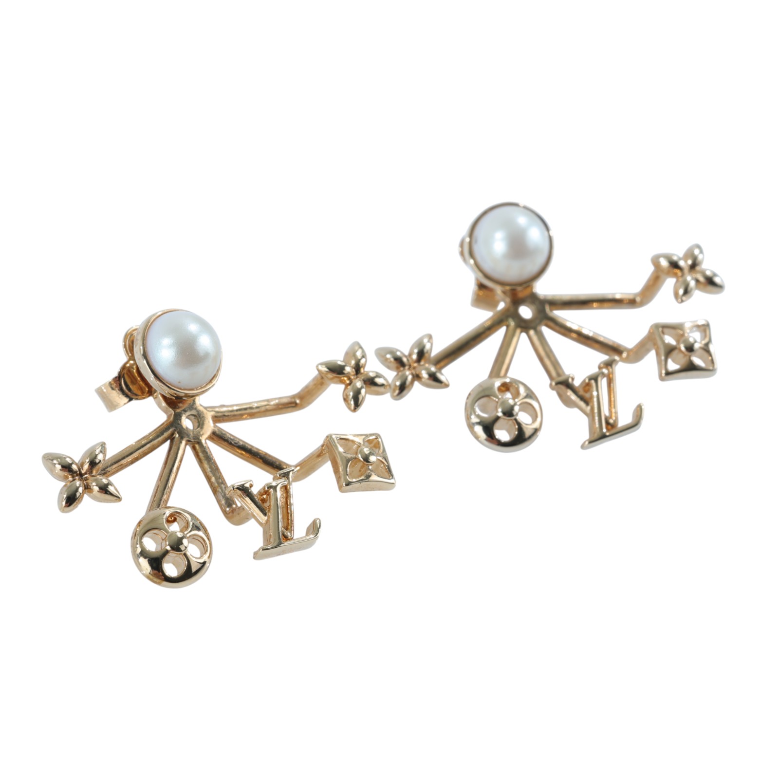 路易威登 LOUIS VUITTON 珍珠Pierce 耳環 M00601 金珍珠Pierce Cruiser 耳環 原廠盒子/防塵袋