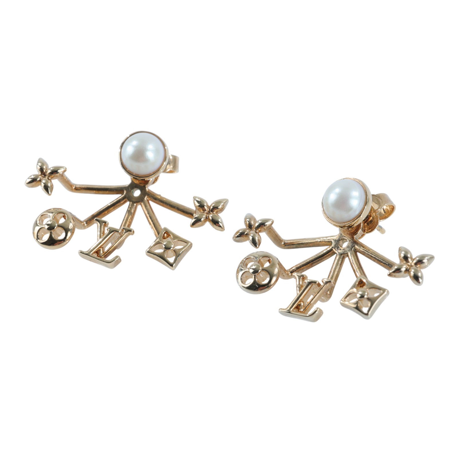 路易威登 LOUIS VUITTON 珍珠Pierce 耳環 M00601 金珍珠Pierce Cruiser 耳環 原廠盒子/防塵袋