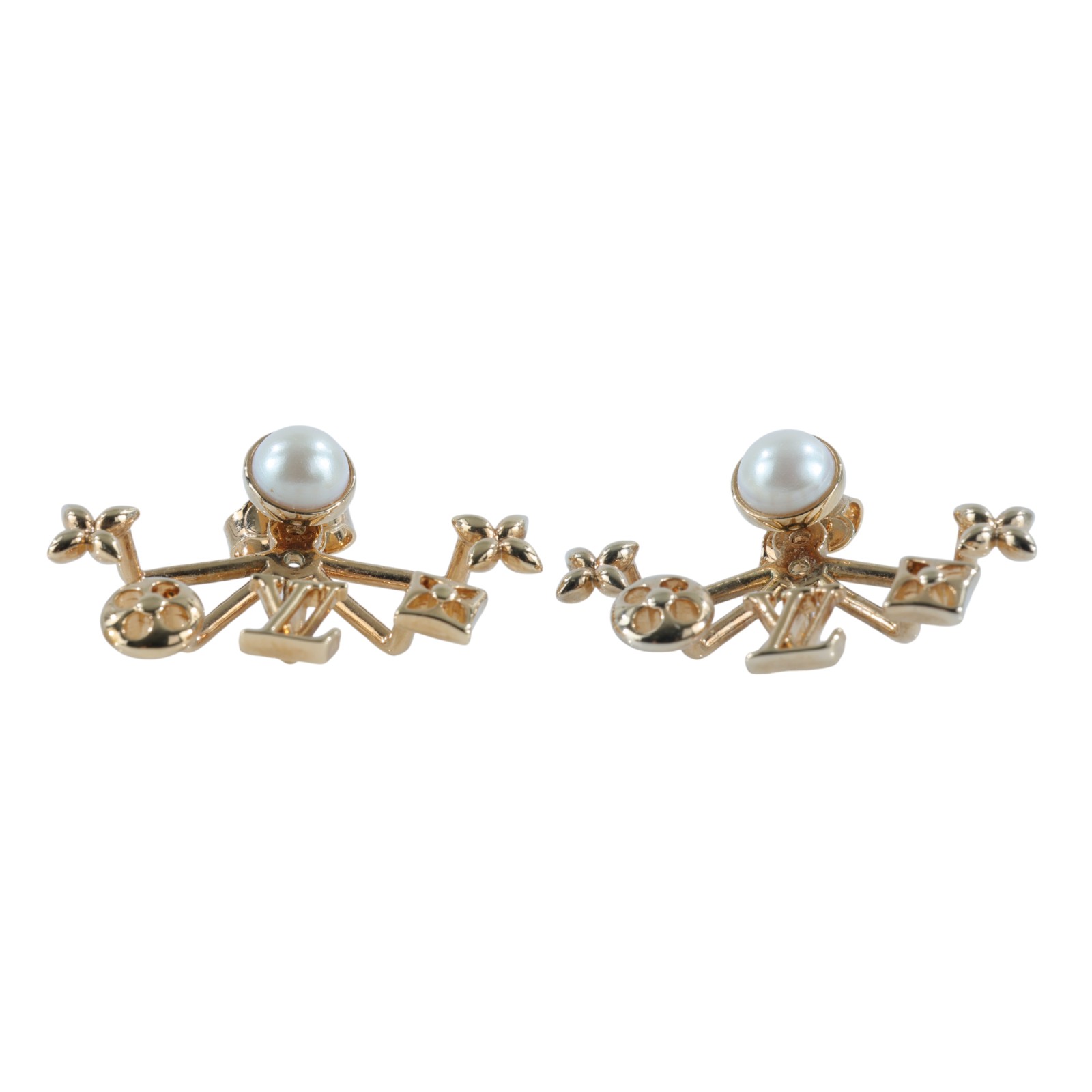 路易威登 LOUIS VUITTON 珍珠Pierce 耳環 M00601 金珍珠Pierce Cruiser 耳環 原廠盒子/防塵袋