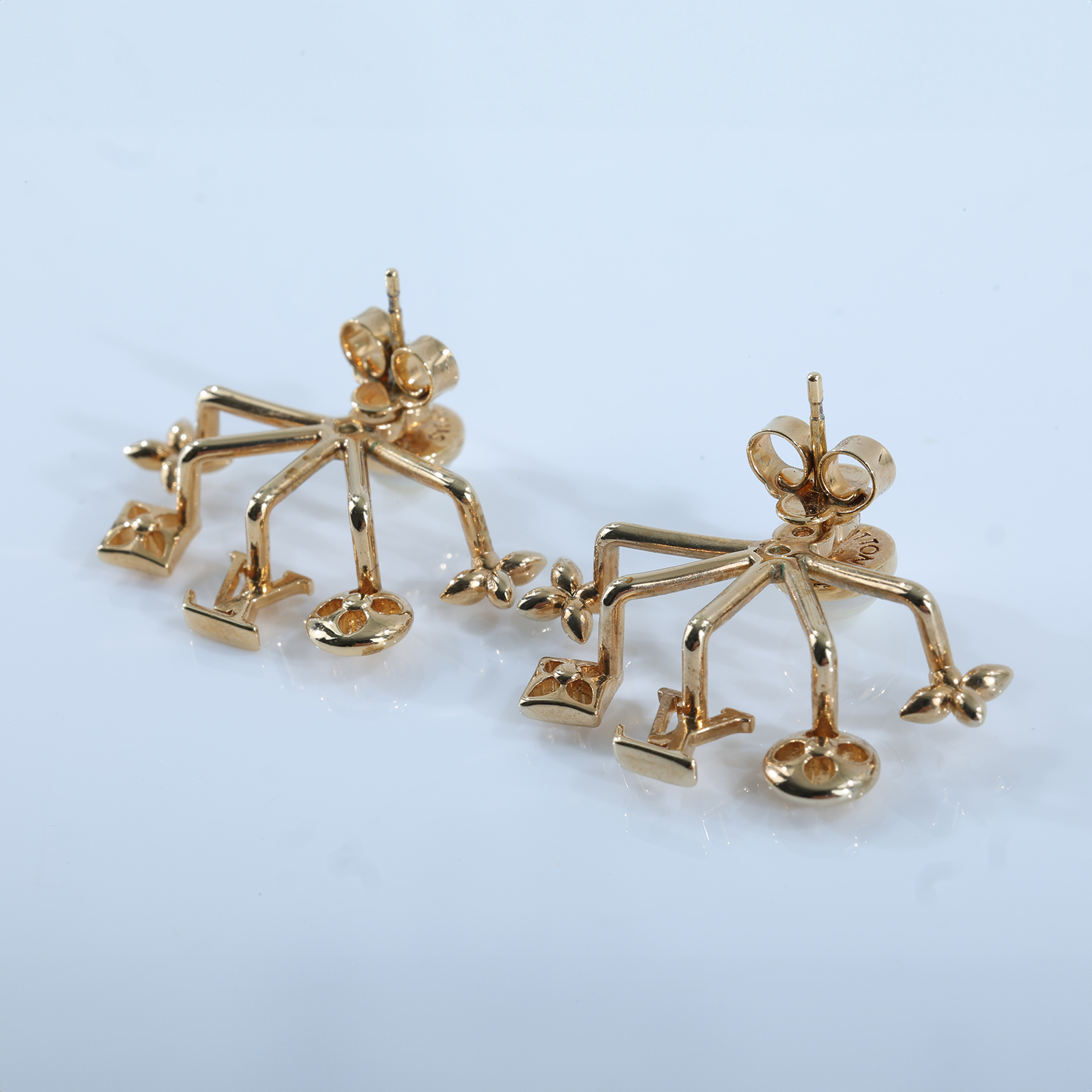 路易威登 LOUIS VUITTON 珍珠Pierce 耳環 M00601 金珍珠Pierce Cruiser 耳環 原廠盒子/防塵袋