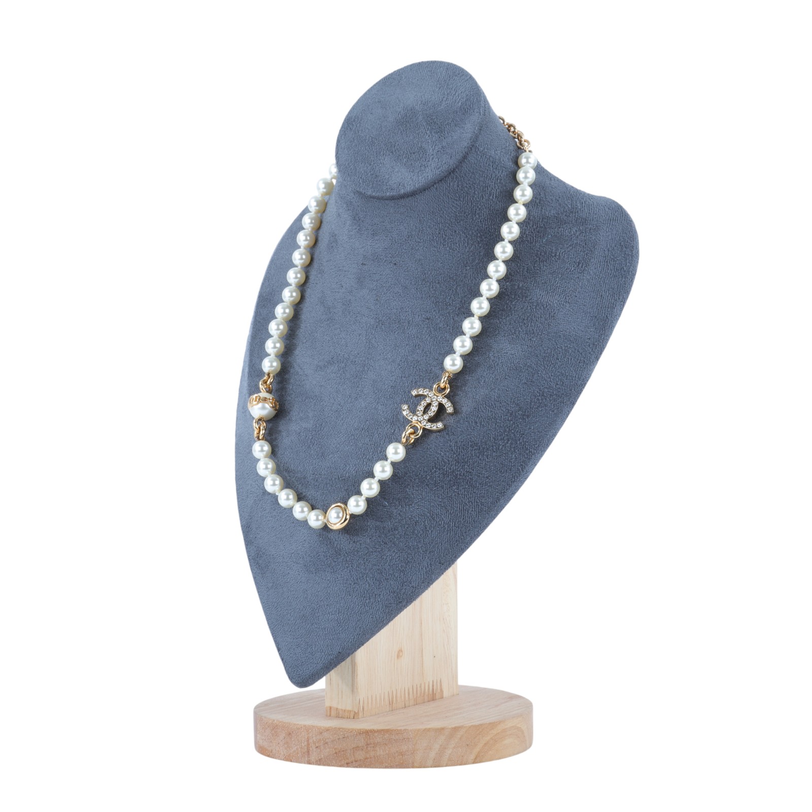 香奈兒 CHANEL CC 項鍊 ABC088 B14702B23K/ABC088B14702NS709 金珍珠水鑽雙C項鍊 購買證明