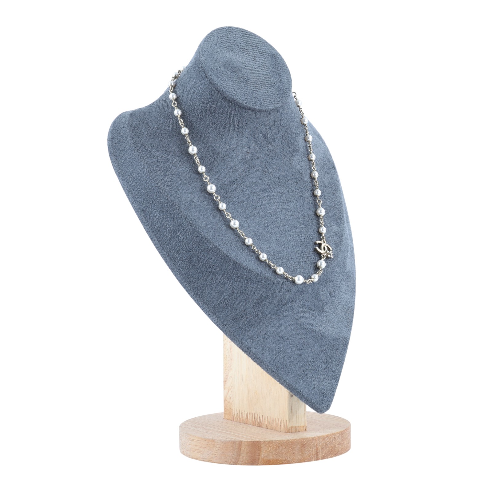 香奈兒 CHANEL CC 珍珠 長項鍊 C23 K 淡金雙C花珍珠項鍊 原廠盒子