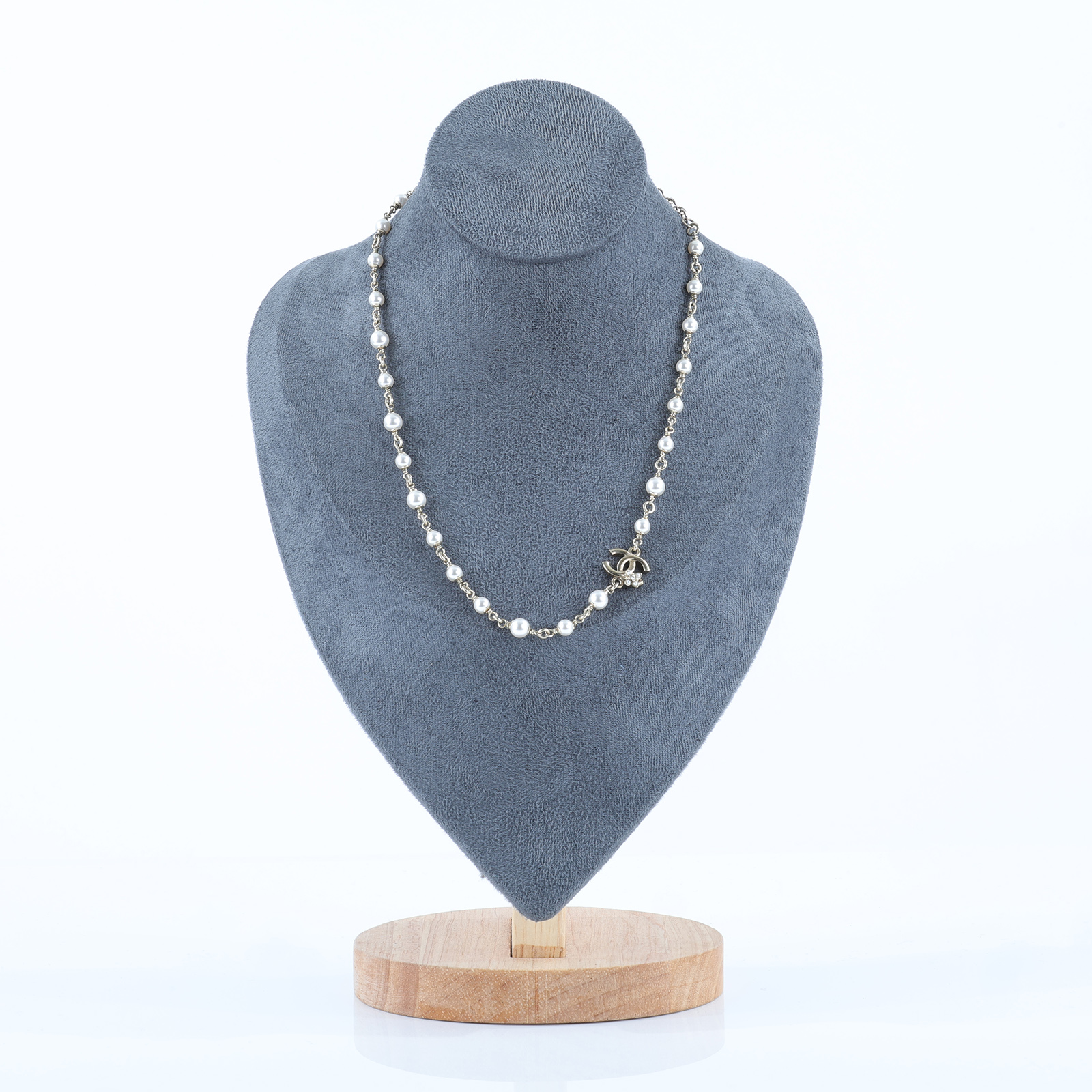 香奈兒 CHANEL CC 珍珠 長項鍊 C23 K 淡金雙C花珍珠項鍊 原廠盒子