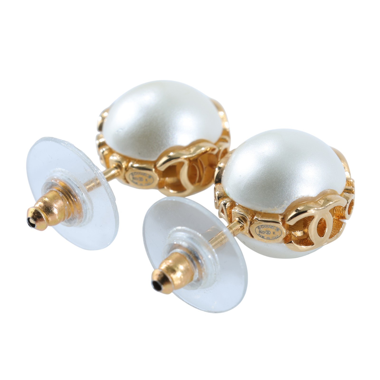 香奈兒 CHANEL CC 珍珠 耳環 B23 K 金雙C大珍珠耳環 原廠盒子