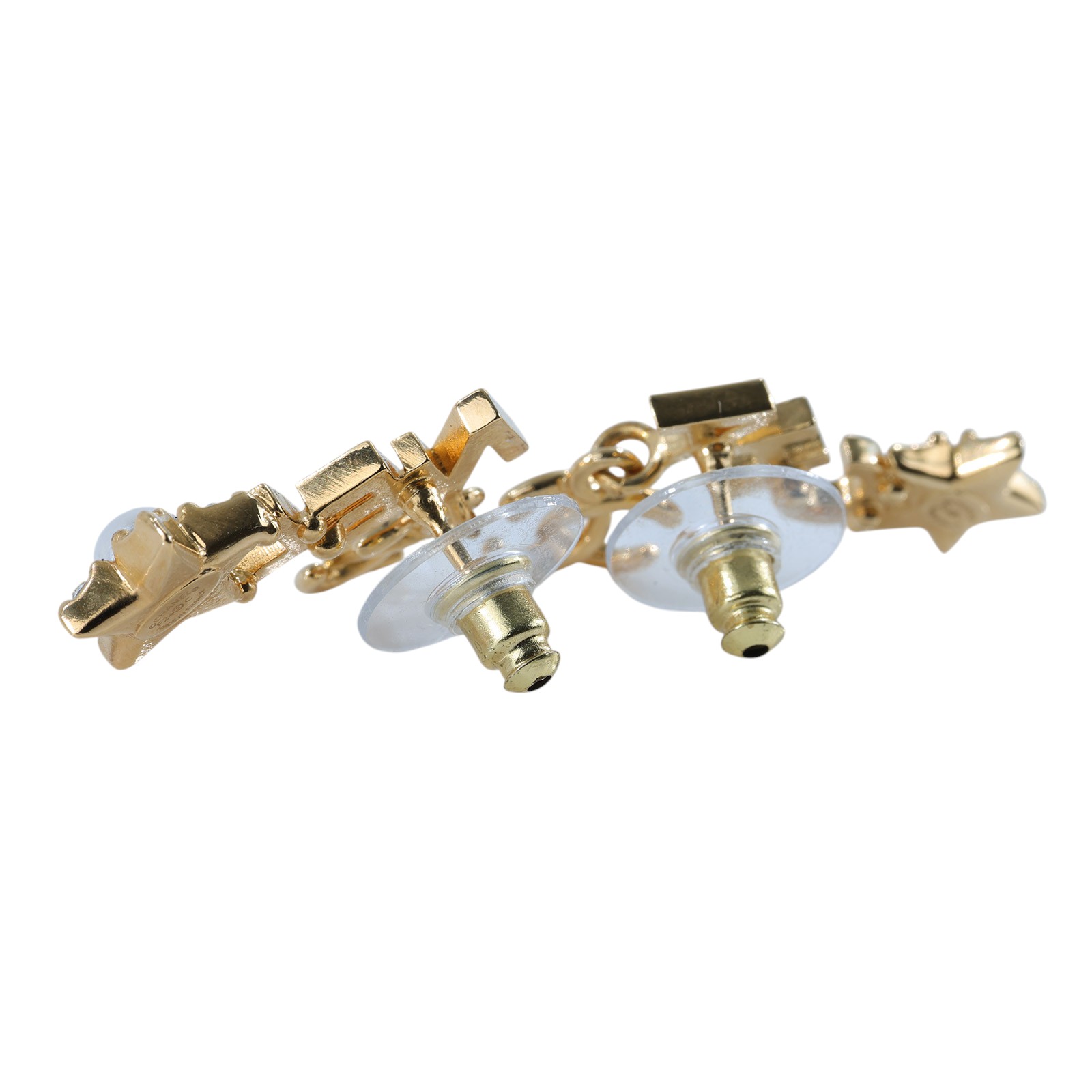 香奈兒 CHANEL 雙C logo 水鑽 星星 耳環 B25 P 淡金雙C粉水鑽星星耳環 原廠盒子