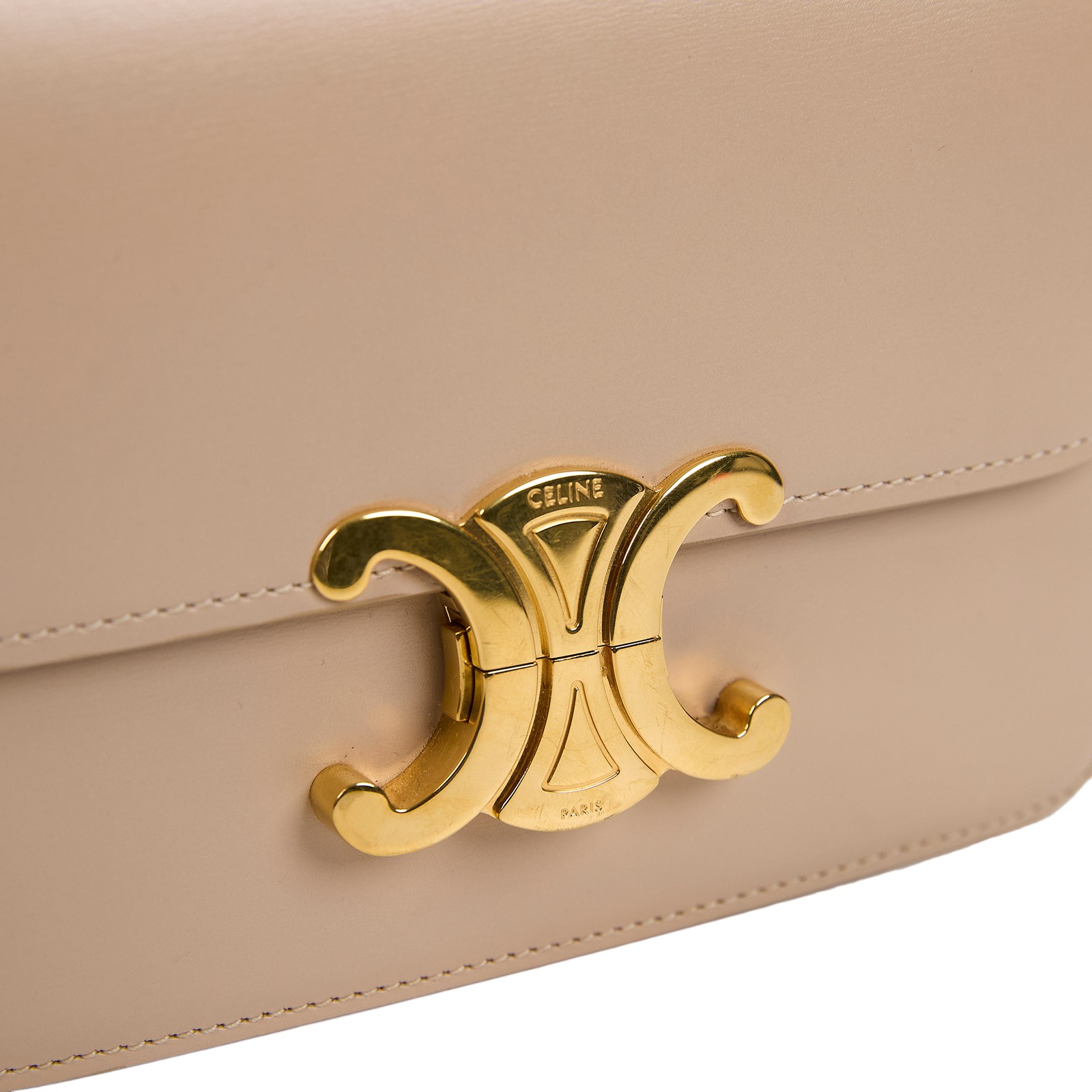 思琳 CELINE 亮面牛皮革 Teen Triomphe 凱旋門 肩背包 188423BF4 燕麥TEEN凱旋門肩背包 防塵袋