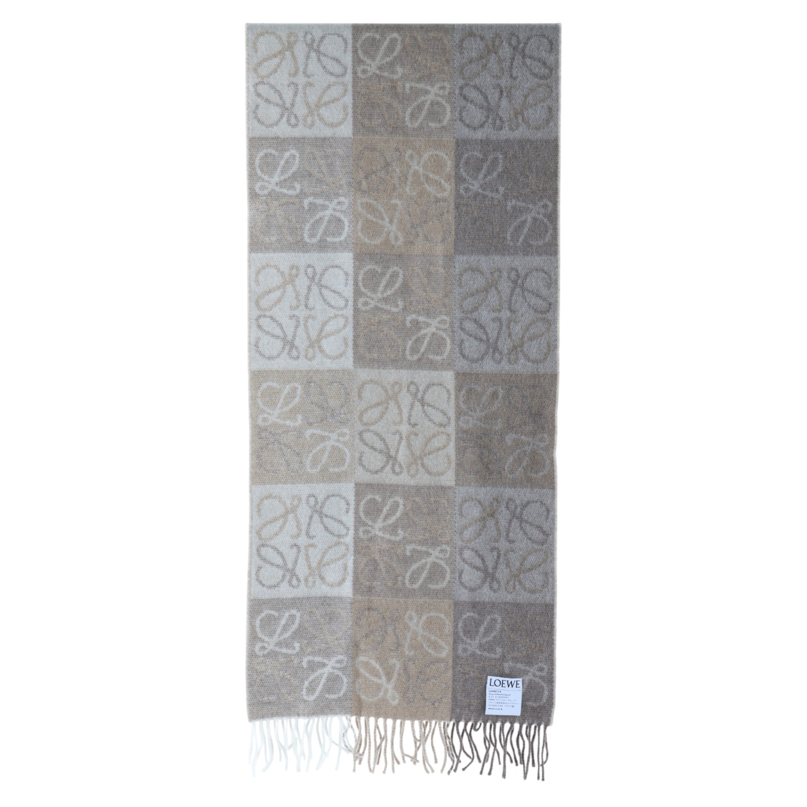 羅意威 LOEWE 圍巾 喀什米爾羊毛 F810487X17 奶茶色ANAGRAM圍巾 無附屬品