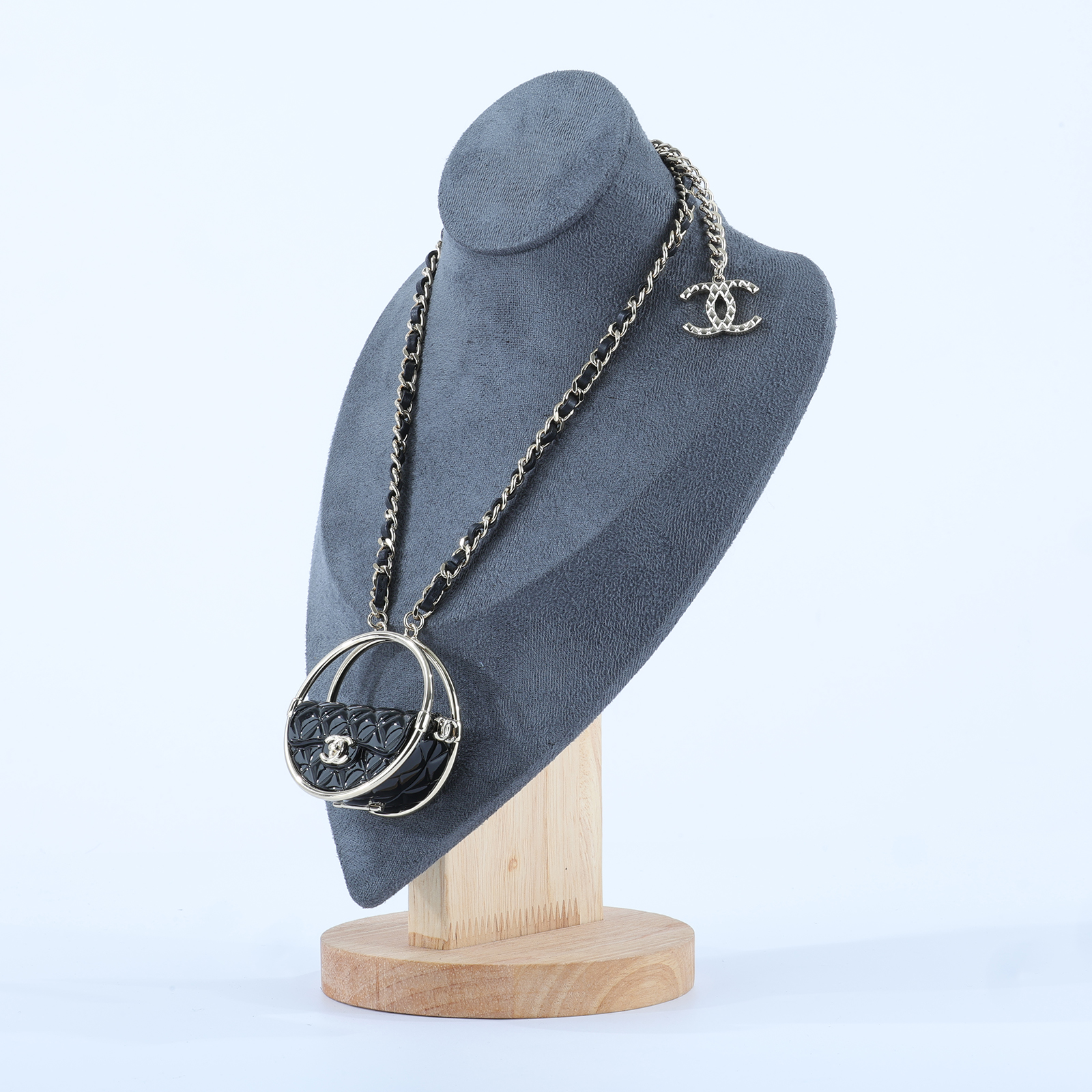 香奈兒 CHANEL 項鍊 飾品 AB9845AB9845/B23C 黑金圓環包包長項鍊 防塵袋