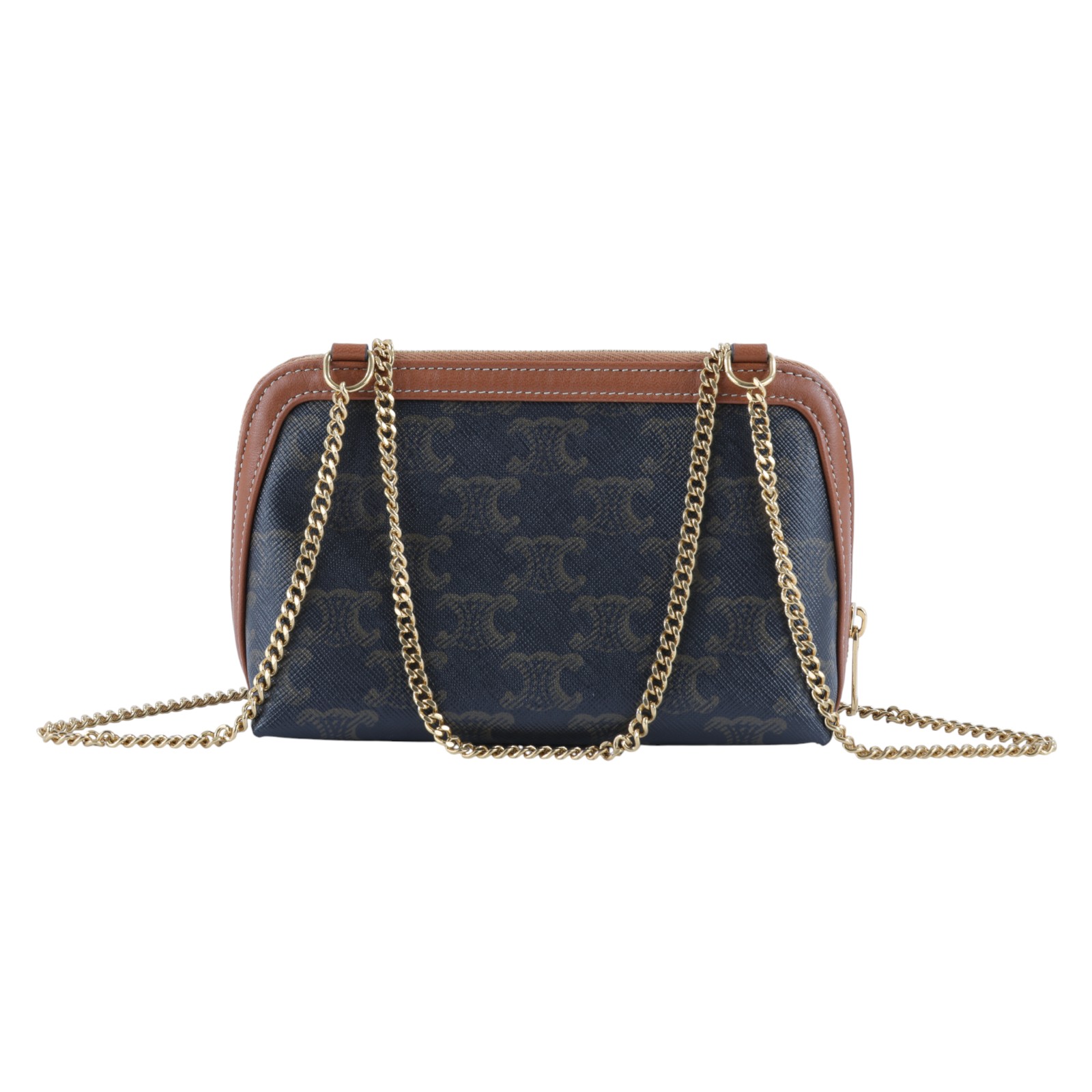 思琳 CELINE 標誌印花飾鍊 手提包 10E382CBX 原花TRIOMPHE黃褐色貝殼包 防塵袋