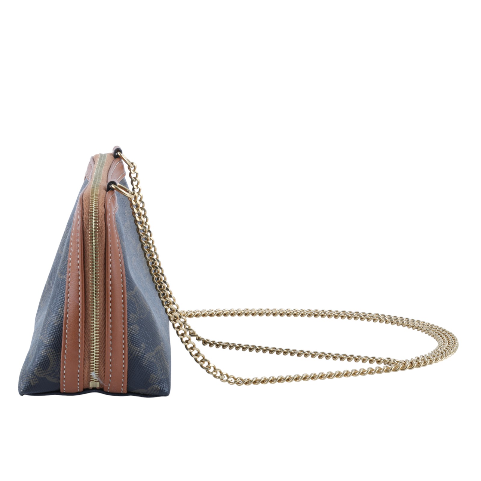 思琳 CELINE 標誌印花飾鍊 手提包 10E382CBX 原花TRIOMPHE黃褐色貝殼包 防塵袋