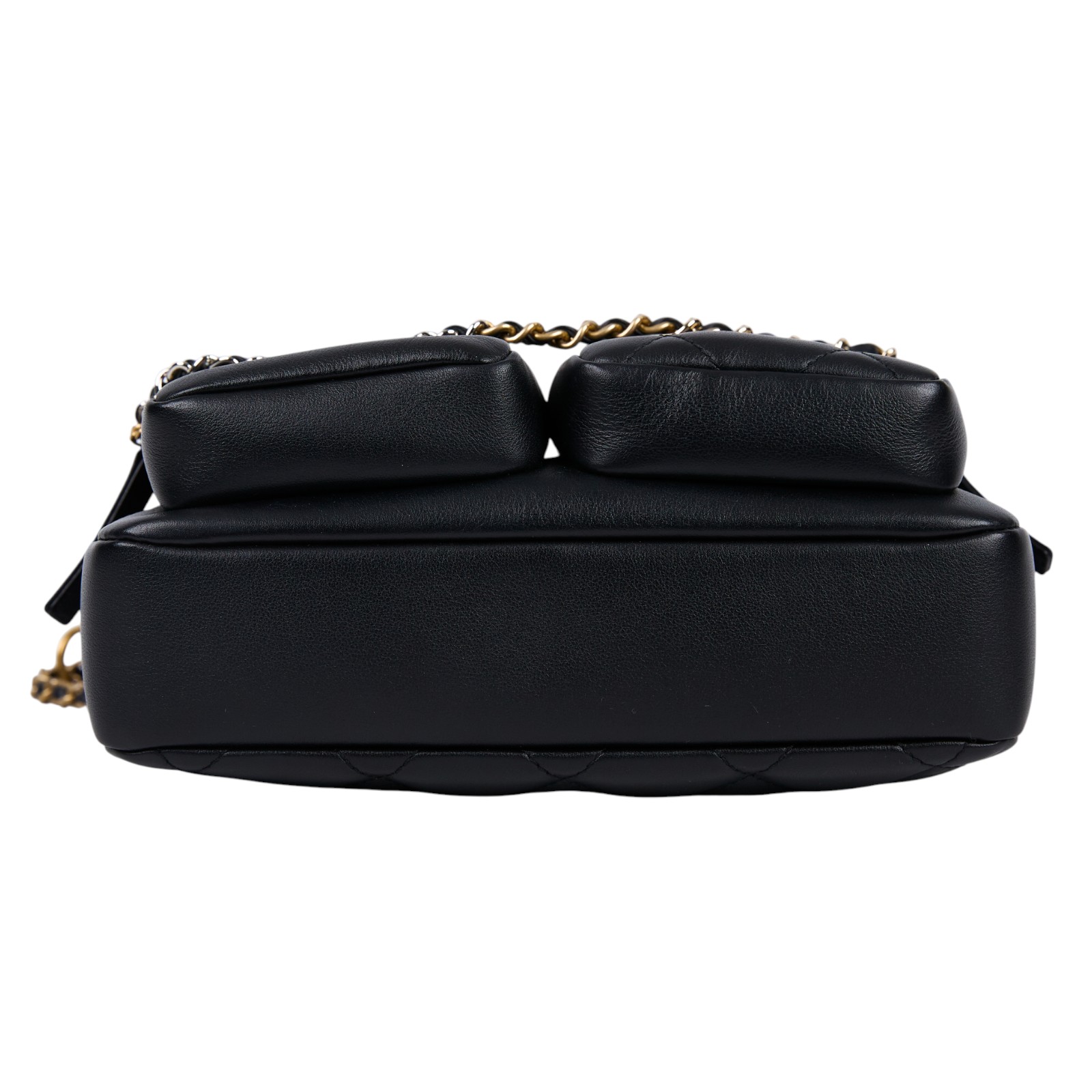 香奈兒 CHANEL 雙口袋 相機包 拉鍊 斜背包 AS2923 晶片款 黑羊炸藥包 原廠盒子/防塵袋