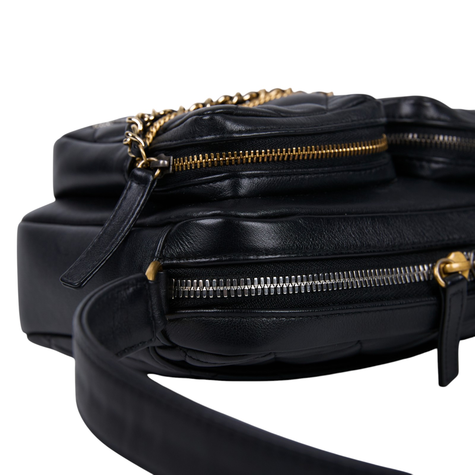 香奈兒 CHANEL 雙口袋 相機包 拉鍊 斜背包 AS2923 晶片款 黑羊炸藥包 原廠盒子/防塵袋