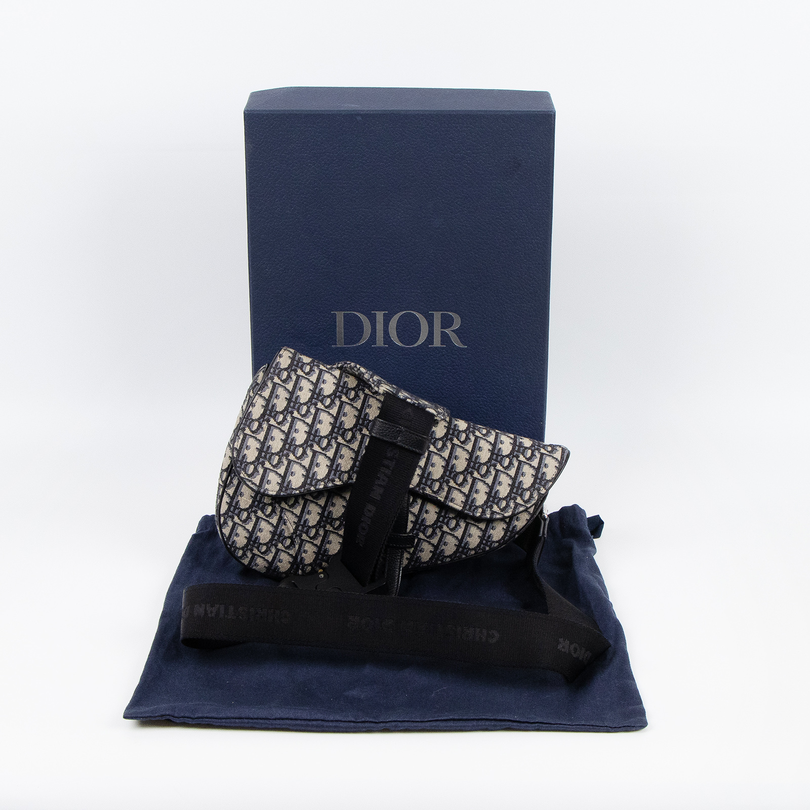 迪奧 CHRISTIAN DIOR Saddle 馬鞍袋 1ADPO093YKY 原花SADDLE胸包 原廠盒子/防塵袋