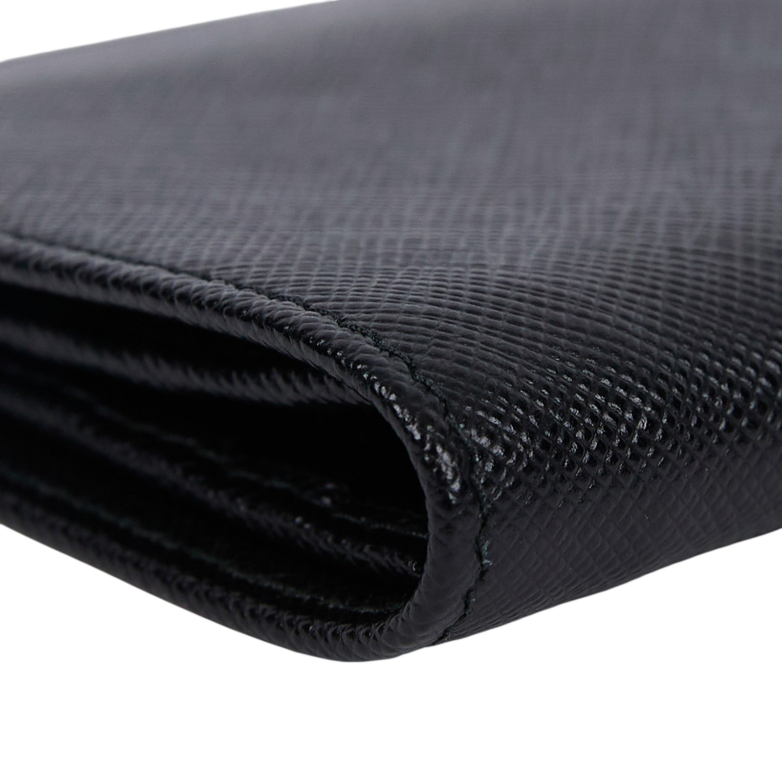 普拉達 PRADA Saffiano 皮革 錢包 短夾 2MO004_QHH 黑二折卡包 原廠盒子/保證卡