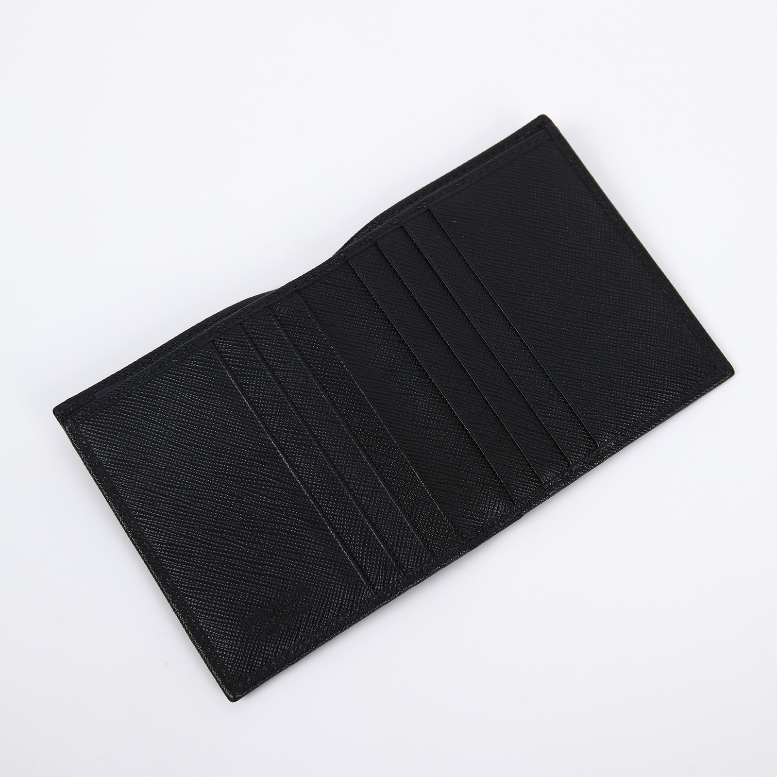 普拉達 PRADA Saffiano 皮革 錢包 短夾 2MO004_QHH 黑二折卡包 原廠盒子/保證卡