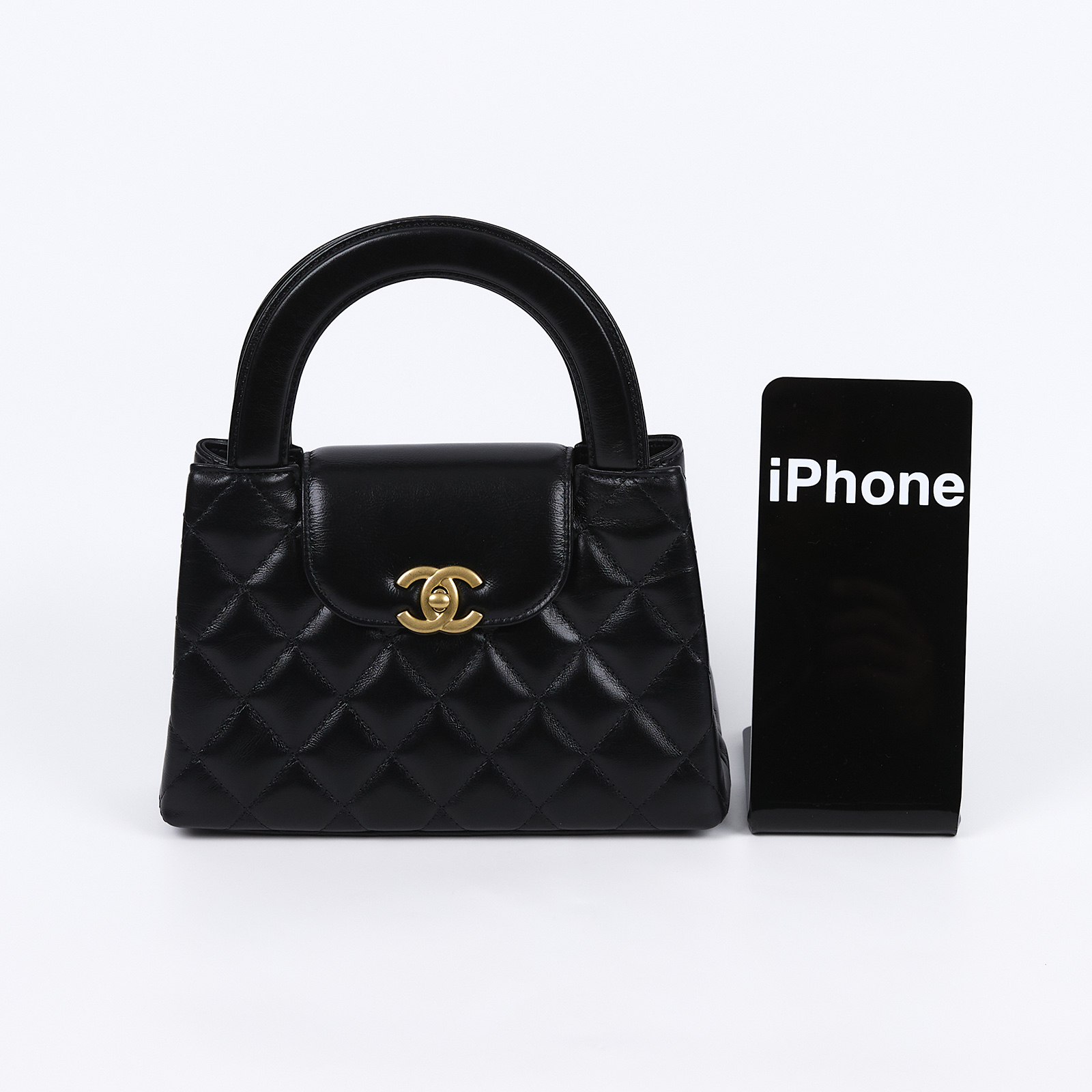 香奈兒 CHANEL Kelly Nano 手提 斜背包 AS4416 B15566 晶片款 黑金KELLY 2WAYS 防塵袋 / 購買證明