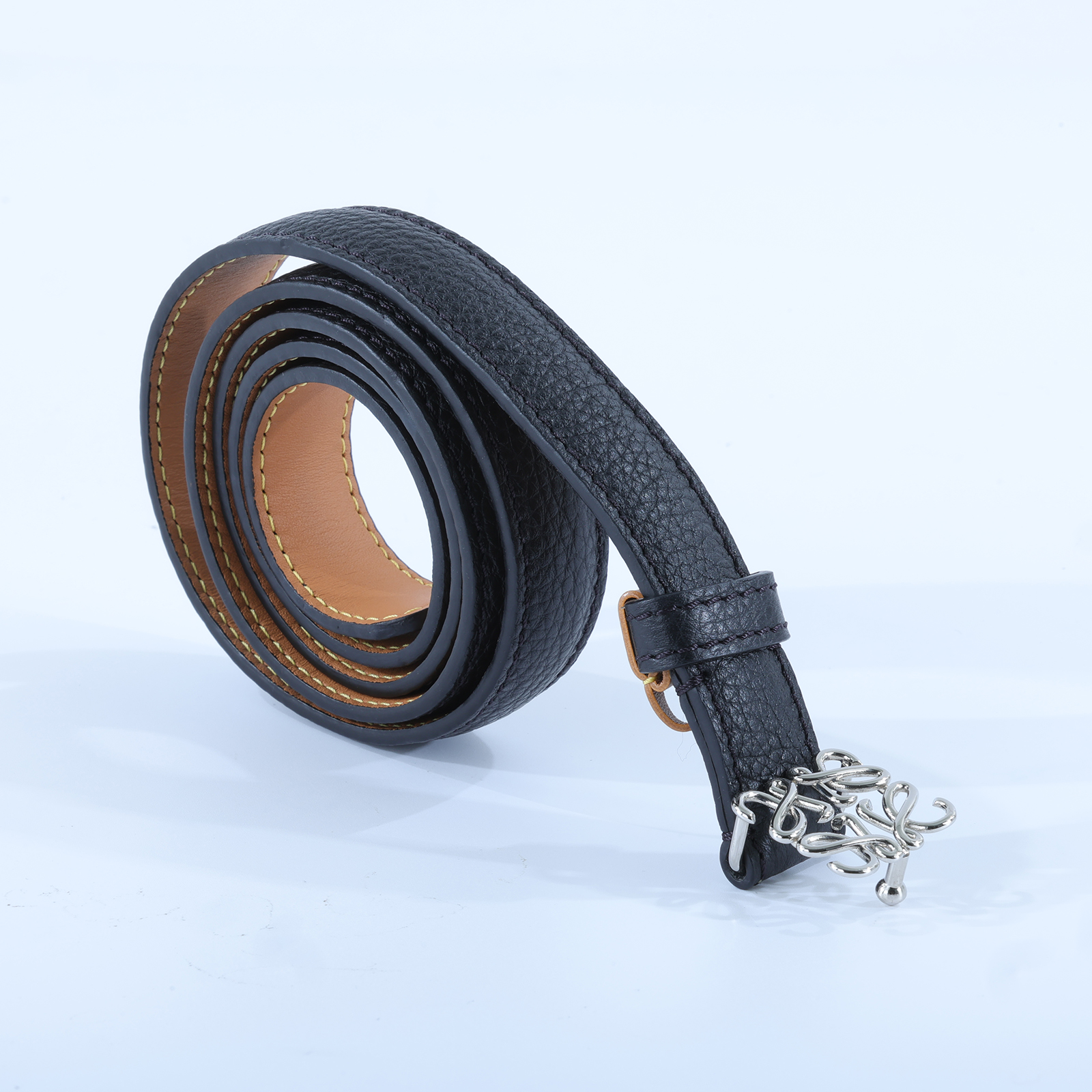 羅意威 LOEWE Anagram 腰帶 E619Z15X03_90 銀LOGO黑細皮帶 無附屬品