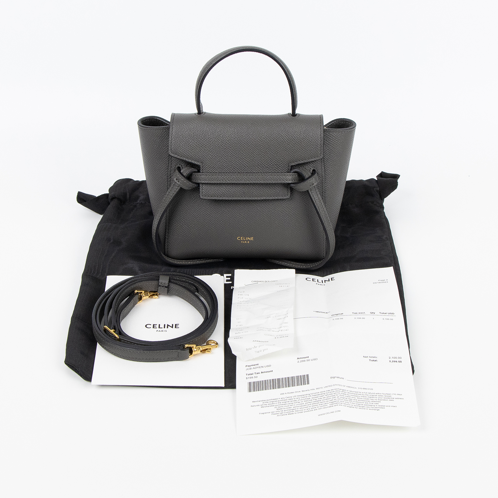 思琳 CELINE Pico Belt 手袋 194263ZVA 灰 PICO BELT BAG 防塵袋/購買證明