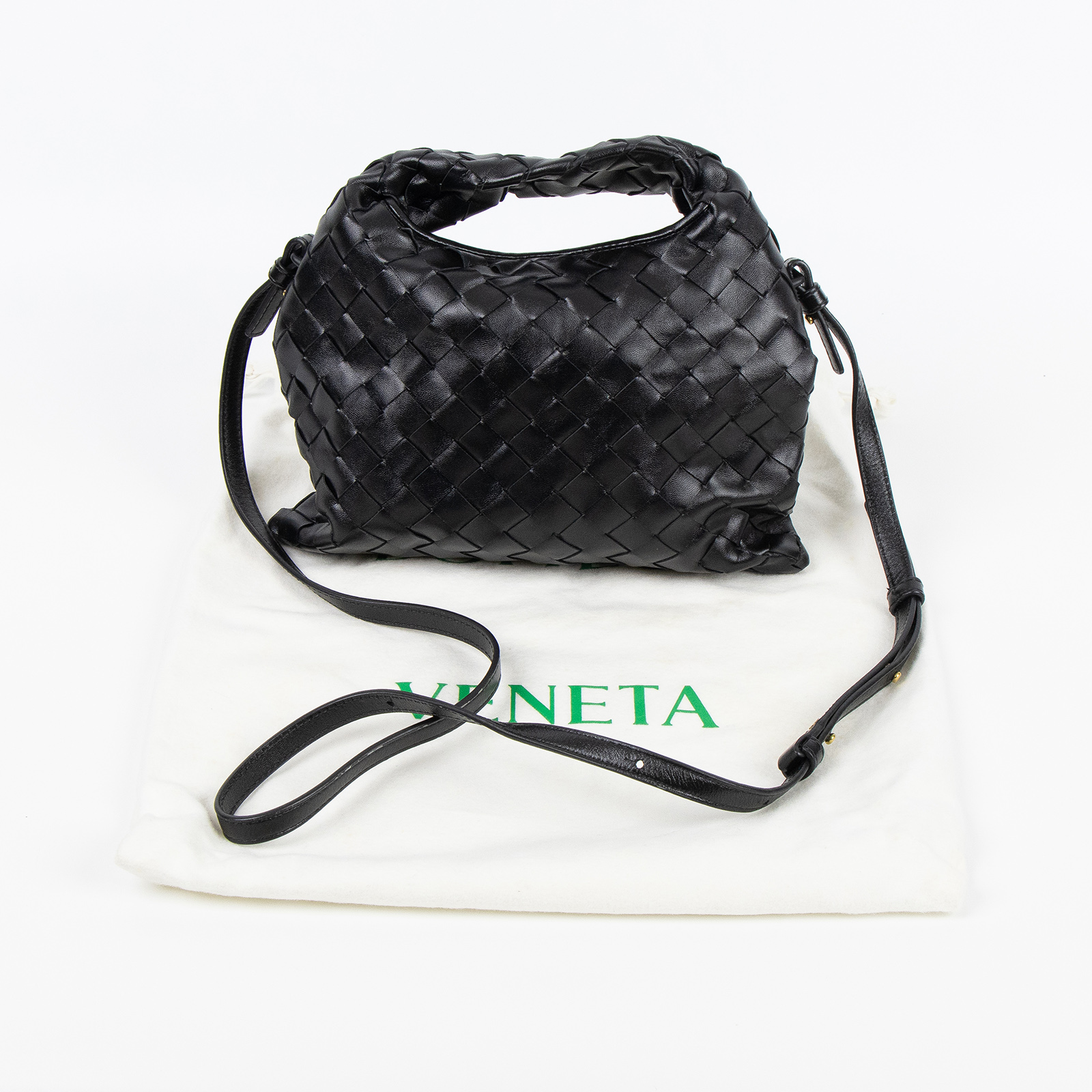 寶緹嘉 BOTTEGA VENETA Hop 迷你 斜挎包 777586V3IV1 黑MINI HOP 防塵袋