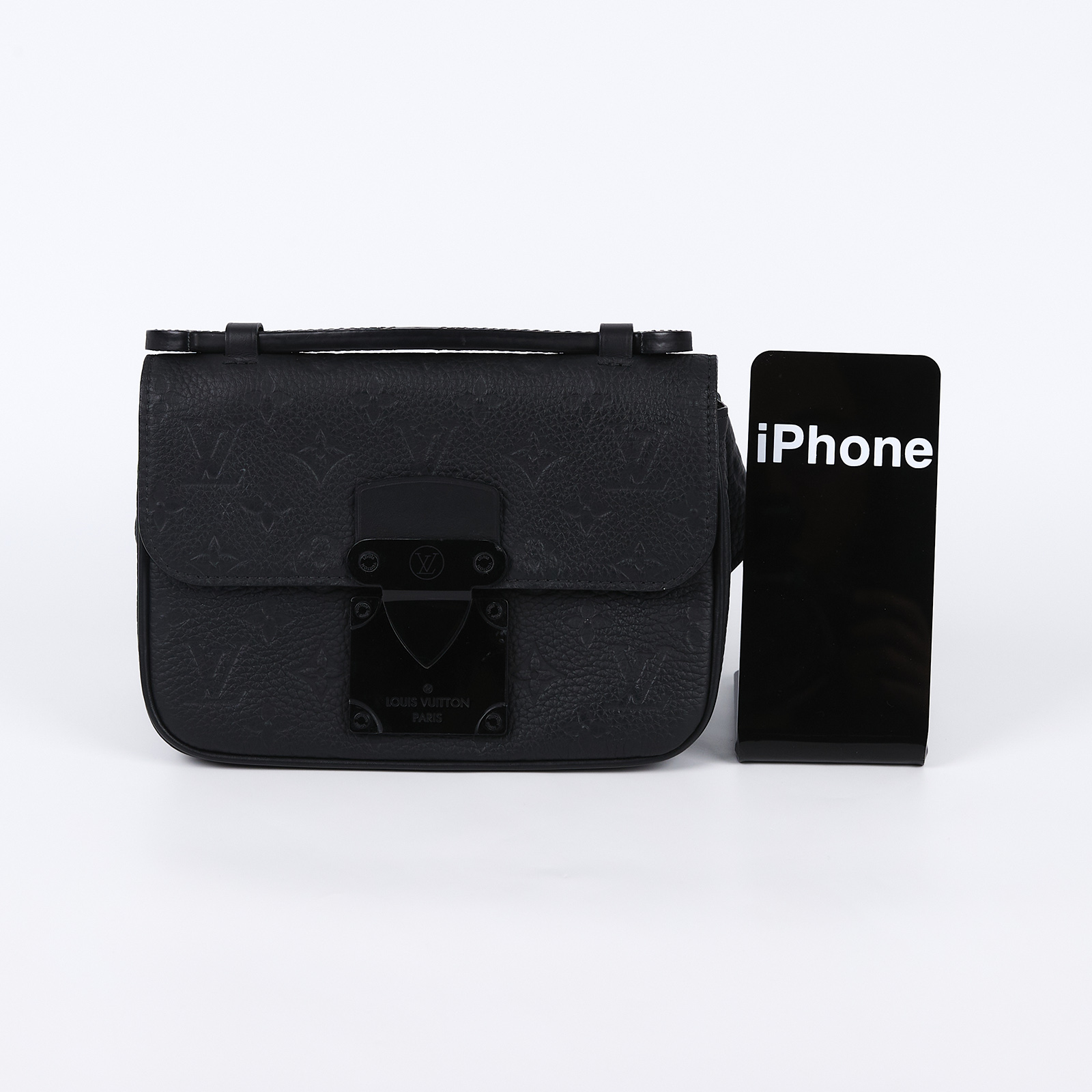 路易威登 LOUIS VUITTON S Lock 單肩包 Taurillon 牛皮 M58487 晶片款 黑原花壓紋S LOCK斜背包 原廠盒子