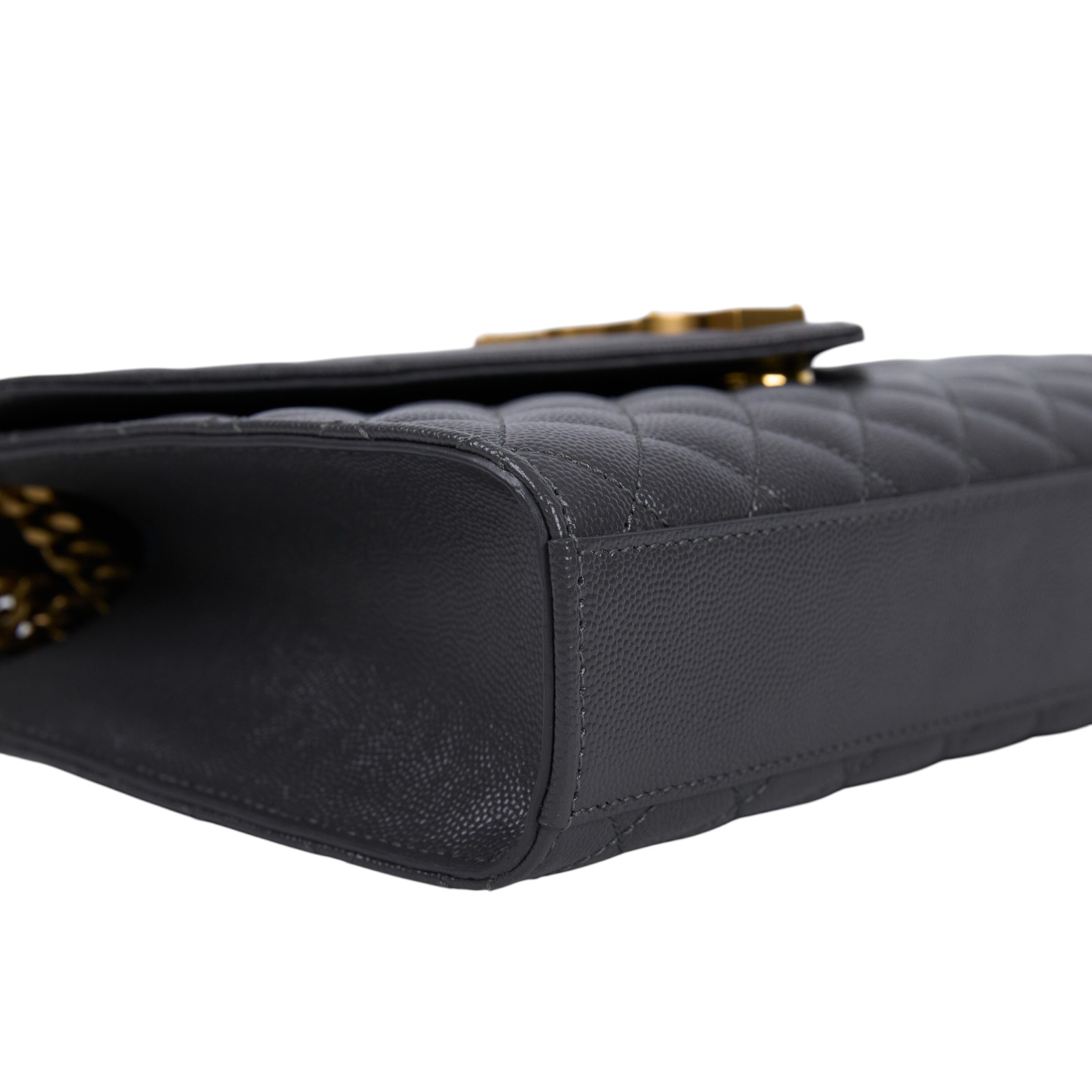 聖羅蘭 YSL SAINT LAURENT Envelope 粒面絎縫皮革 中型 信封袋 金色五金 600185BOW91  防塵袋