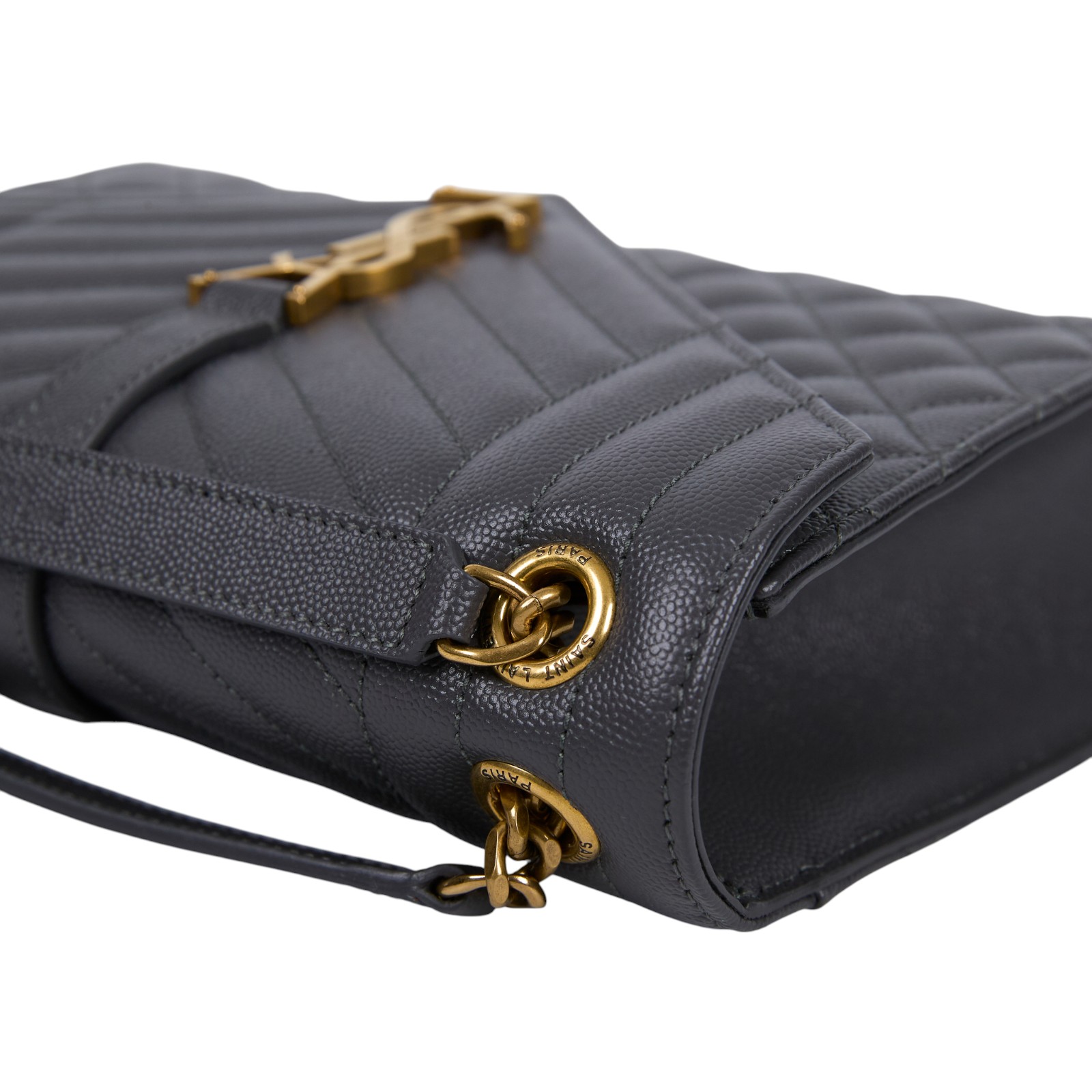 聖羅蘭 YSL SAINT LAURENT Envelope 粒面絎縫皮革 中型 信封袋 金色五金 600185BOW91  防塵袋