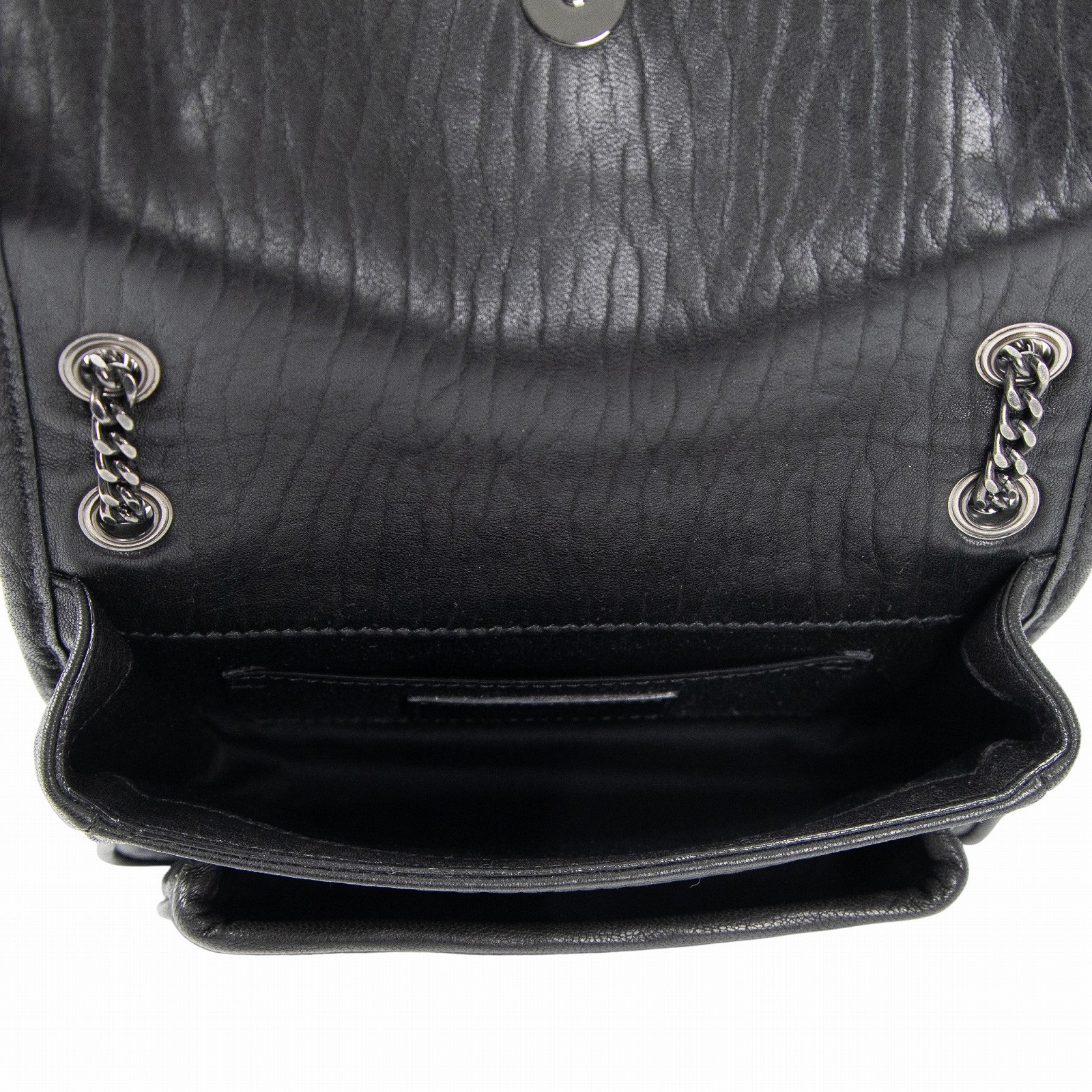 聖羅蘭 YSL SAINT LAURENT Niki 粒面小羊皮 迷你手袋 銀色五金 828736AACIA 黑銀粒面小羊皮NIKI MINI 原廠盒子/防塵袋