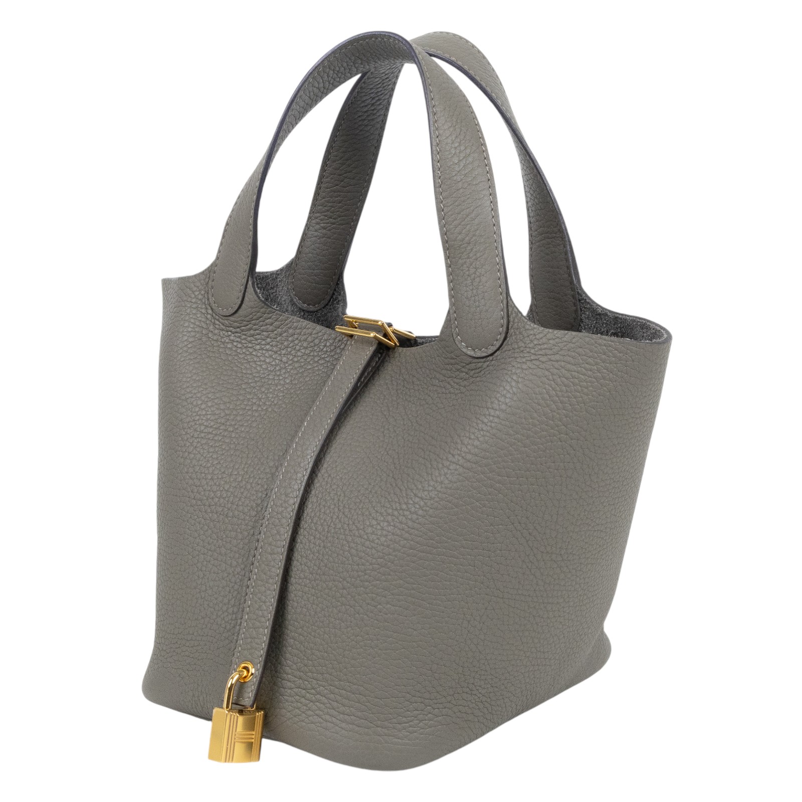 愛馬仕 Hermes Picotin Lock 18 菜籃子包 金色五金 積雨雲灰色 H056289CC0L /U FM 002 PM  原廠盒子/防塵袋/購買證明/鎖組