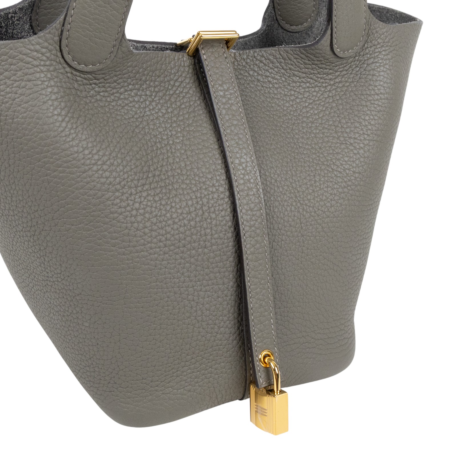 愛馬仕 Hermes Picotin Lock 18 菜籃子包 金色五金 積雨雲灰色 H056289CC0L /U FM 002 PM  原廠盒子/防塵袋/購買證明/鎖組