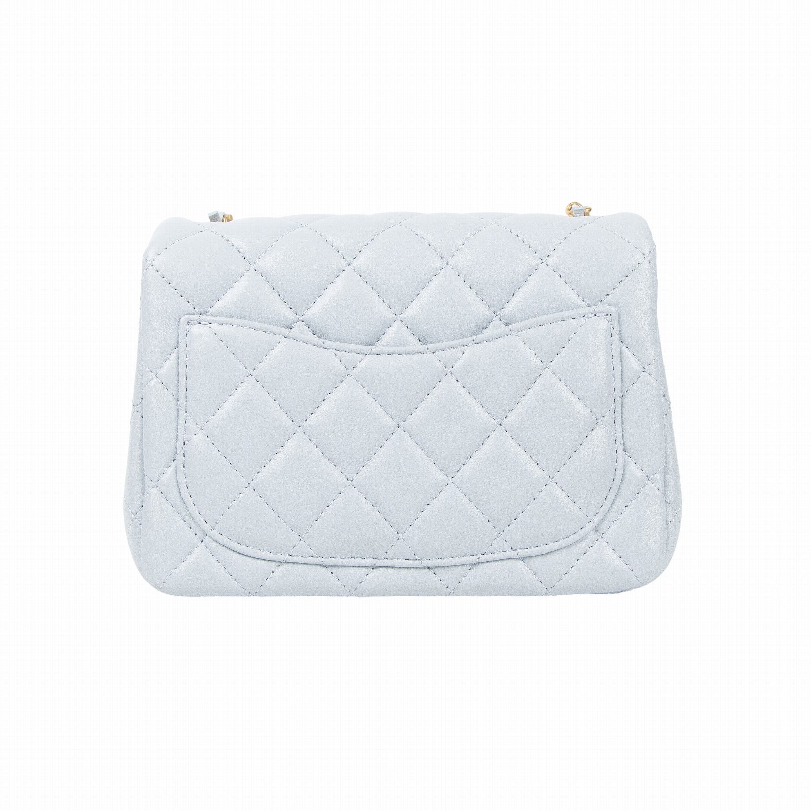 香奈兒 CHANEL CF 方形 迷你 口蓋包  晶片款 淺灰藍雙C調節扣COCO17方胖 原廠盒子/防塵袋