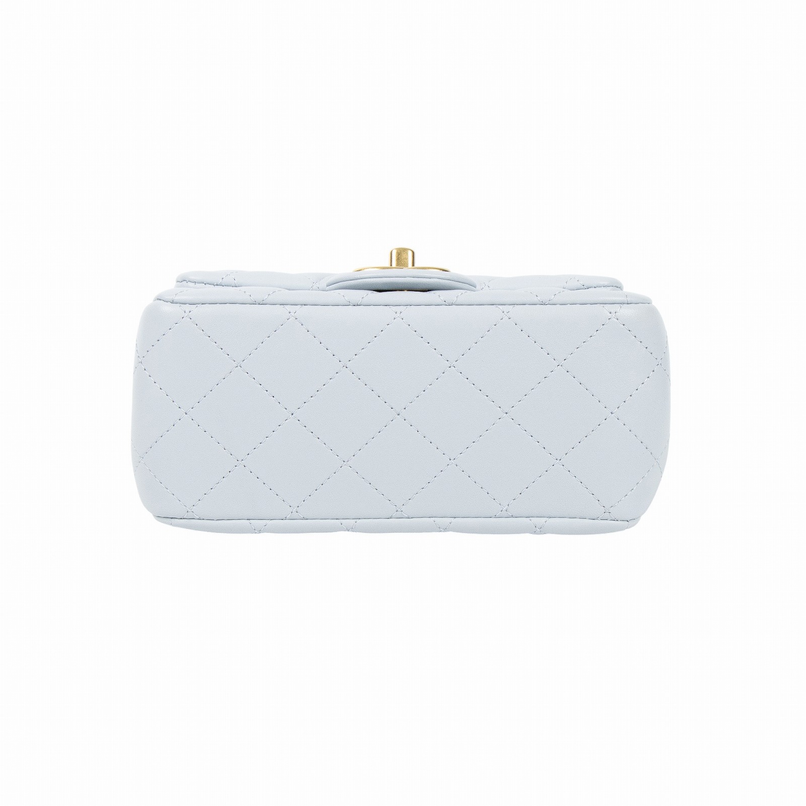 香奈兒 CHANEL CF 方形 迷你 口蓋包  晶片款 淺灰藍雙C調節扣COCO17方胖 原廠盒子/防塵袋