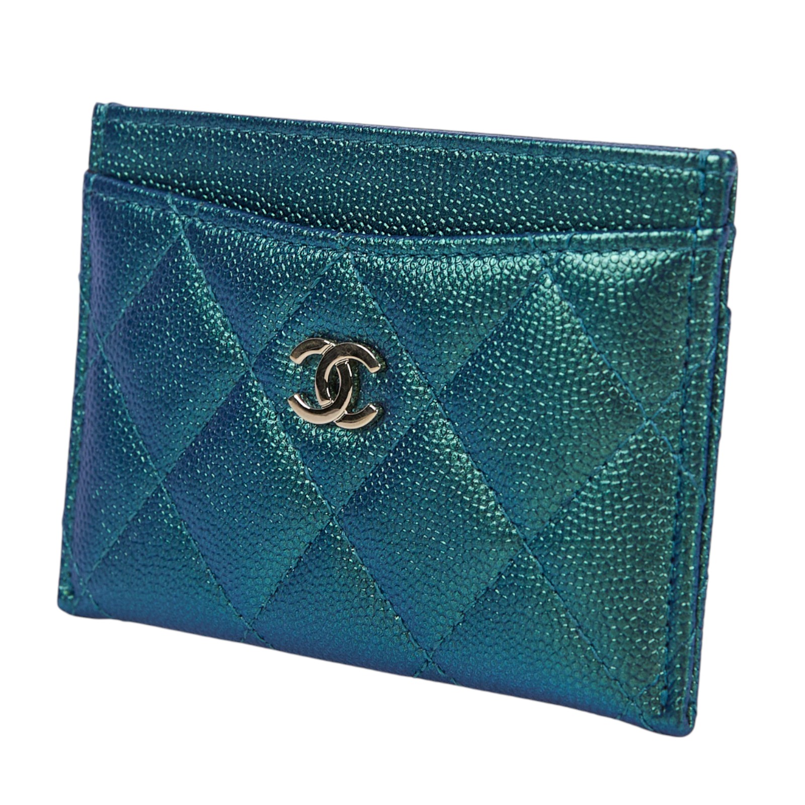 香奈兒 CHANEL CC LOGO 經典卡片夾 AP0213 31開珠光藍卡夾 原廠盒子/防塵袋/保證卡