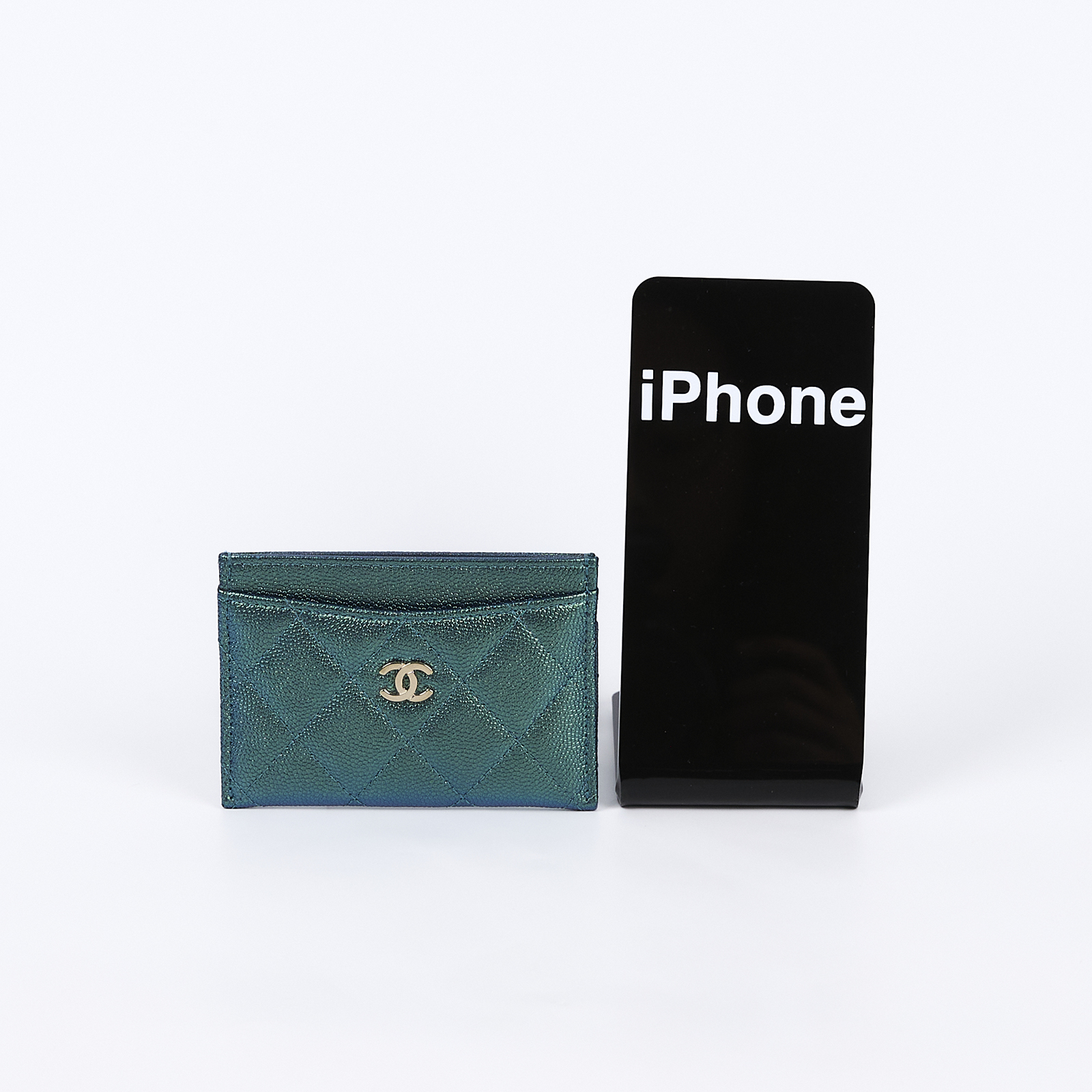 香奈兒 CHANEL CC LOGO 經典卡片夾 AP0213 31開珠光藍卡夾 原廠盒子/防塵袋/保證卡