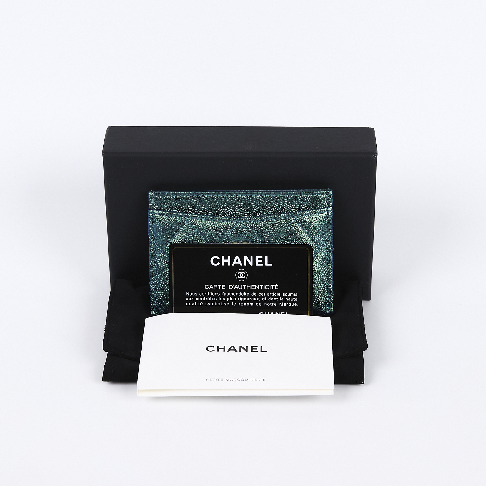 香奈兒 CHANEL CC LOGO 經典卡片夾 AP0213 31開珠光藍卡夾 原廠盒子/防塵袋/保證卡