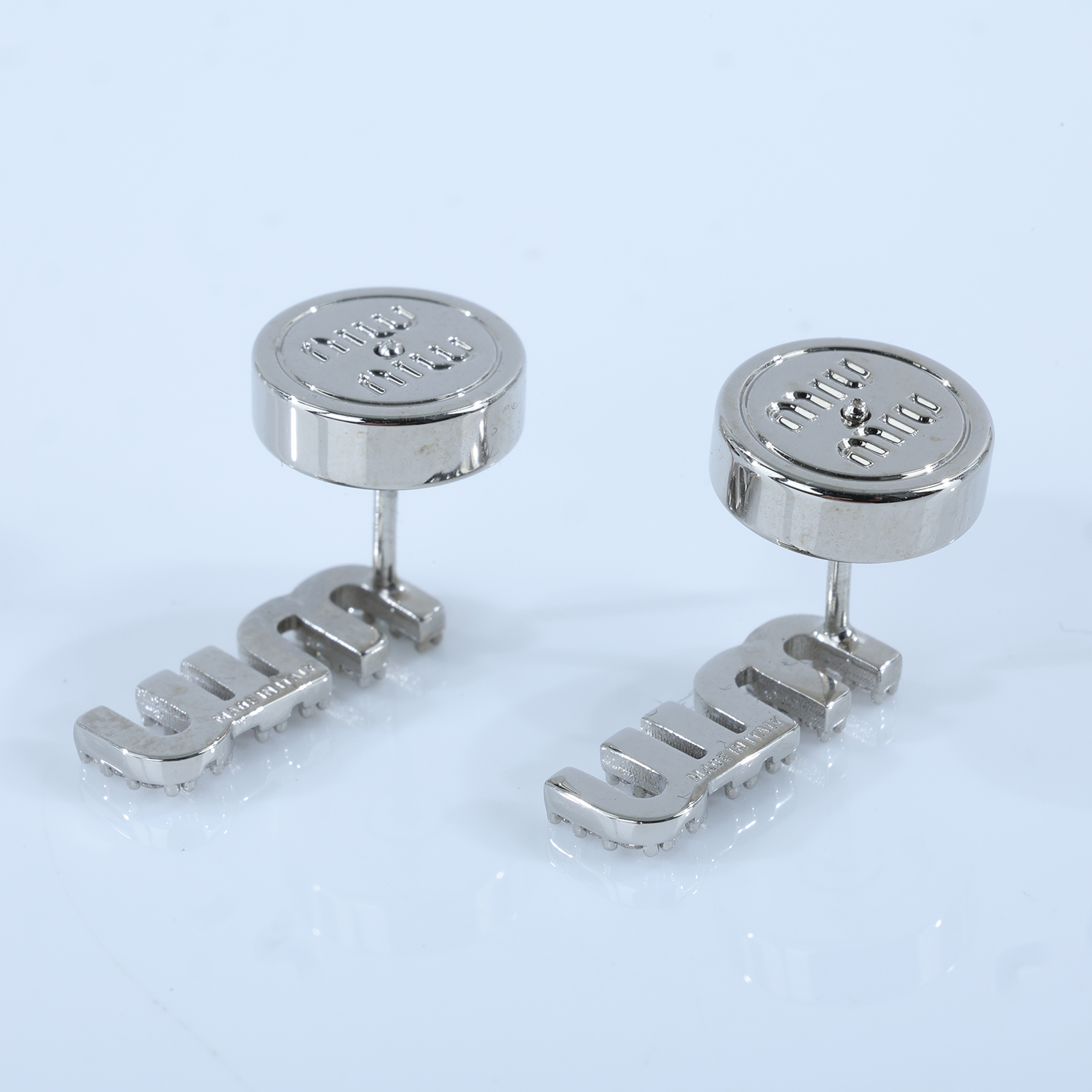 繆繆 MIU MIU 水晶 耳釘 5IO059_2DNC 銀水鑽耳環 原廠盒子/防塵袋