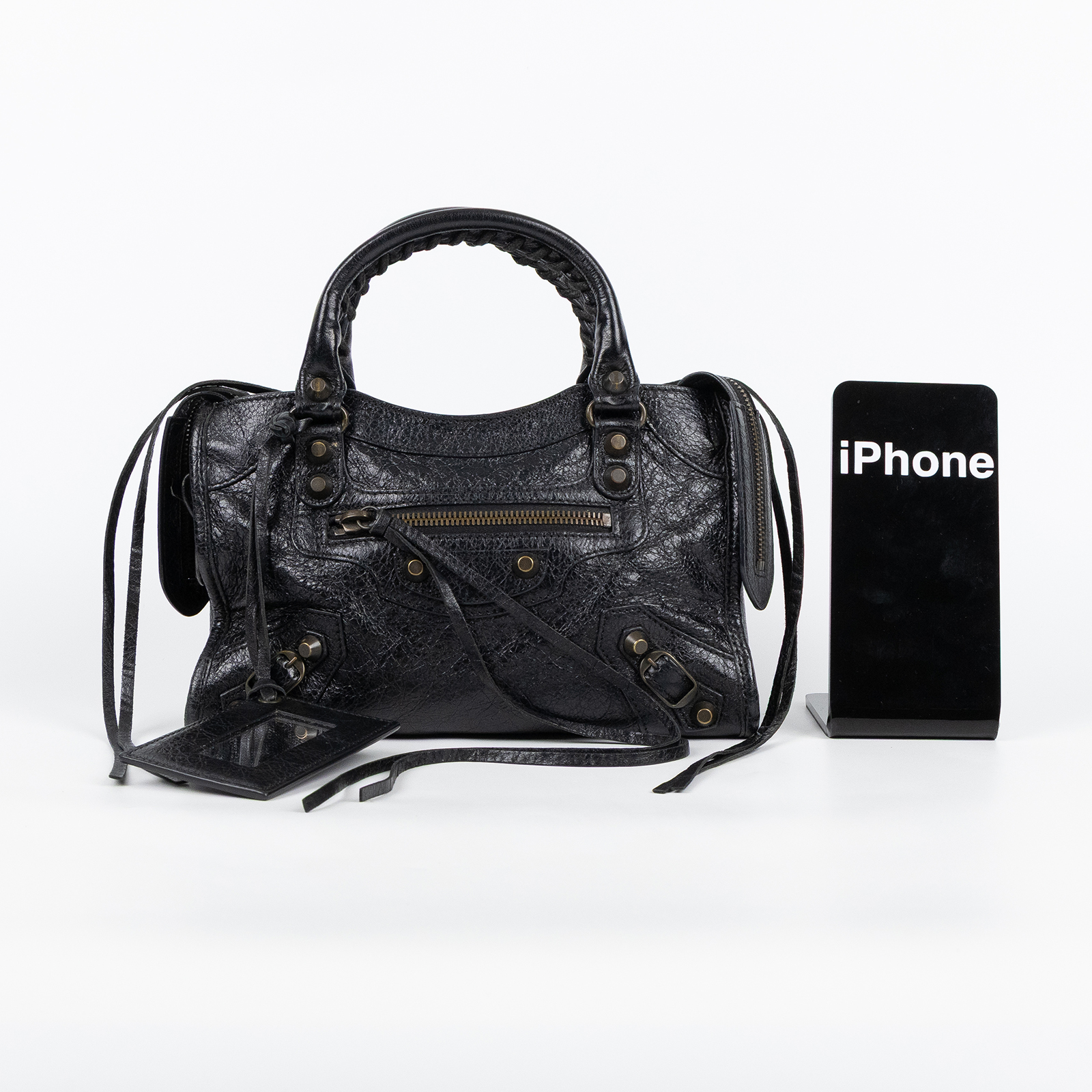 巴黎世家 BALENCIAGA Mini City 機車包 300295D94JN 黑CITY MINI 防塵袋/鏡子