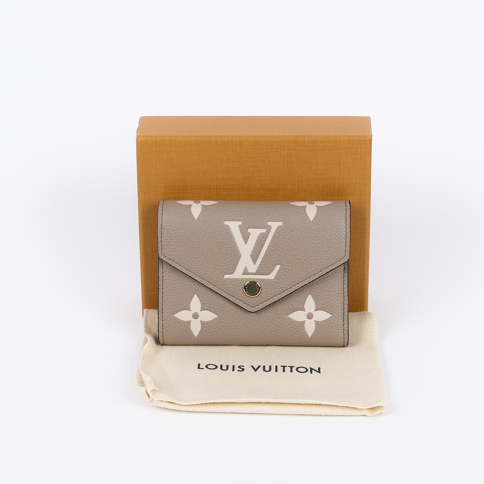 路易威登 LOUIS VUITTON Victorine 錢包 壓花牛皮 灰色奶油色 M81861 晶片款  原廠盒子/防塵袋