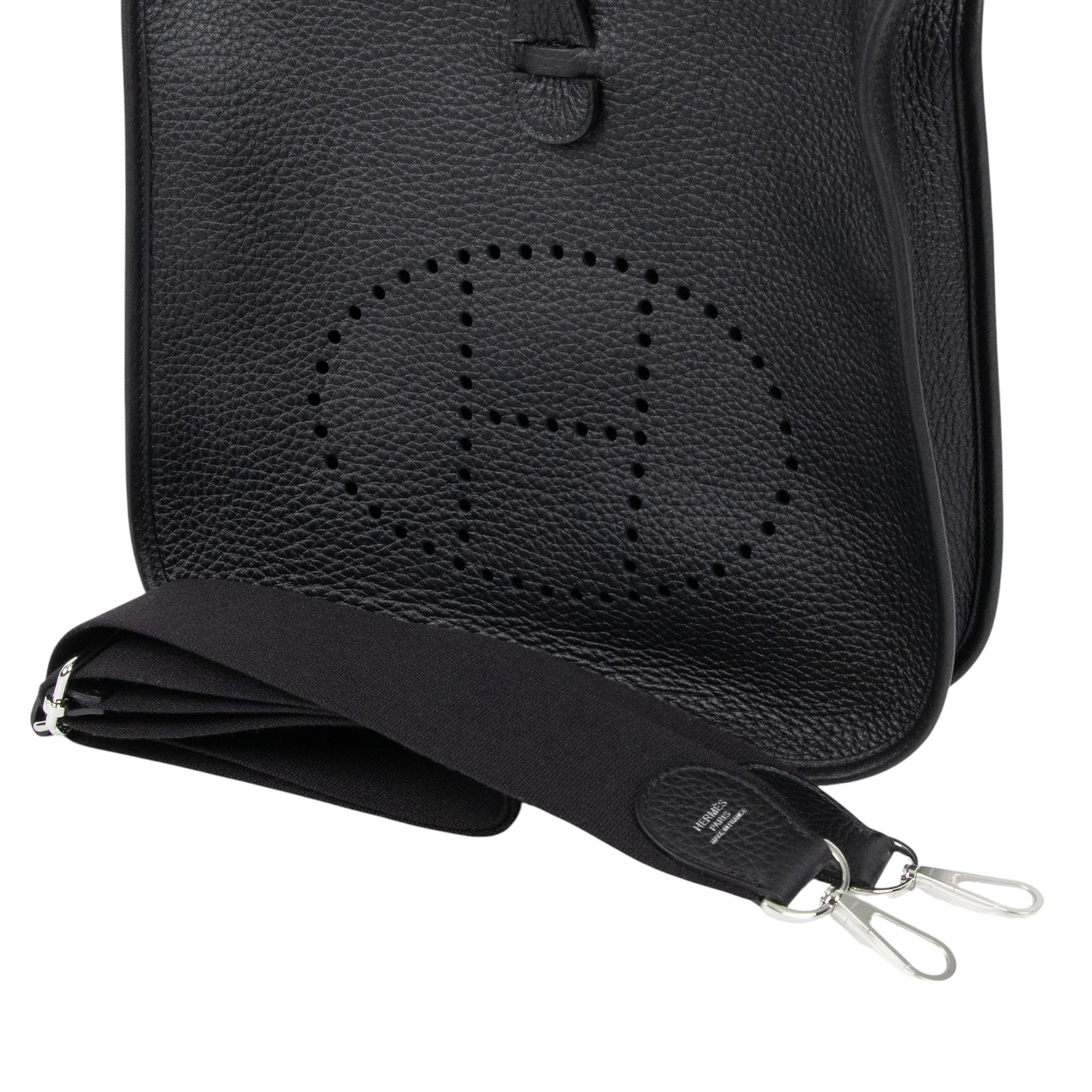 愛馬仕 Hermes Evelyne Bag 伊芙琳包 29 馬蹄型 銀色五金 黑色 H056277CK89 /  原廠盒子/防塵袋/購買證明影本