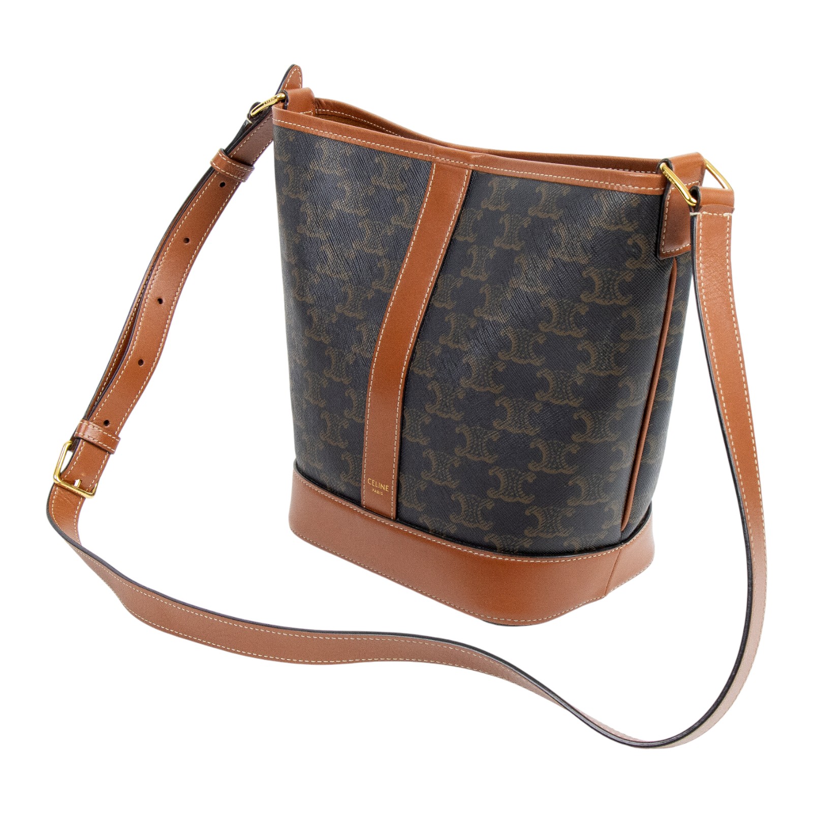 思琳 CELINE Triomphe帆布 小型 Bucket 肩背 水桶包 191442CAS 凱旋門SMALL BUCKET 防塵袋/購買證明