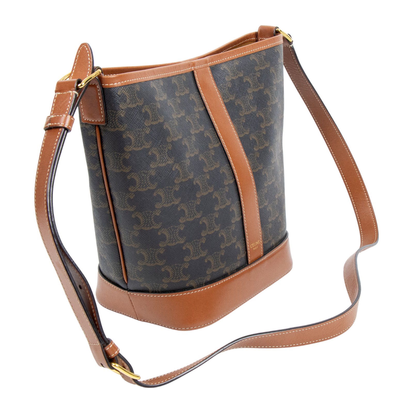 思琳 CELINE Triomphe帆布 小型 Bucket 肩背 水桶包 191442CAS 凱旋門SMALL BUCKET 防塵袋/購買證明