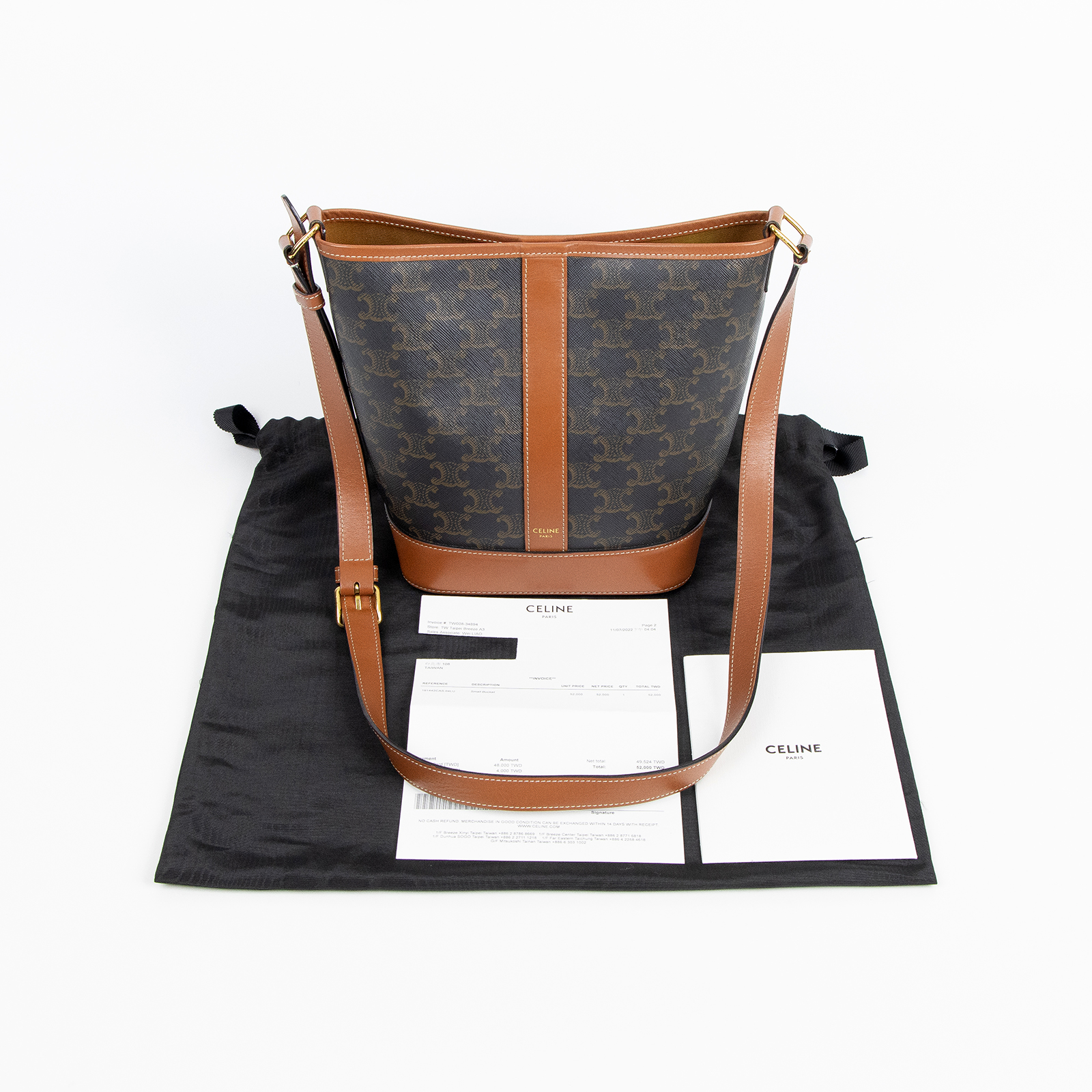 思琳 CELINE Triomphe帆布 小型 Bucket 肩背 水桶包 191442CAS 凱旋門SMALL BUCKET 防塵袋/購買證明