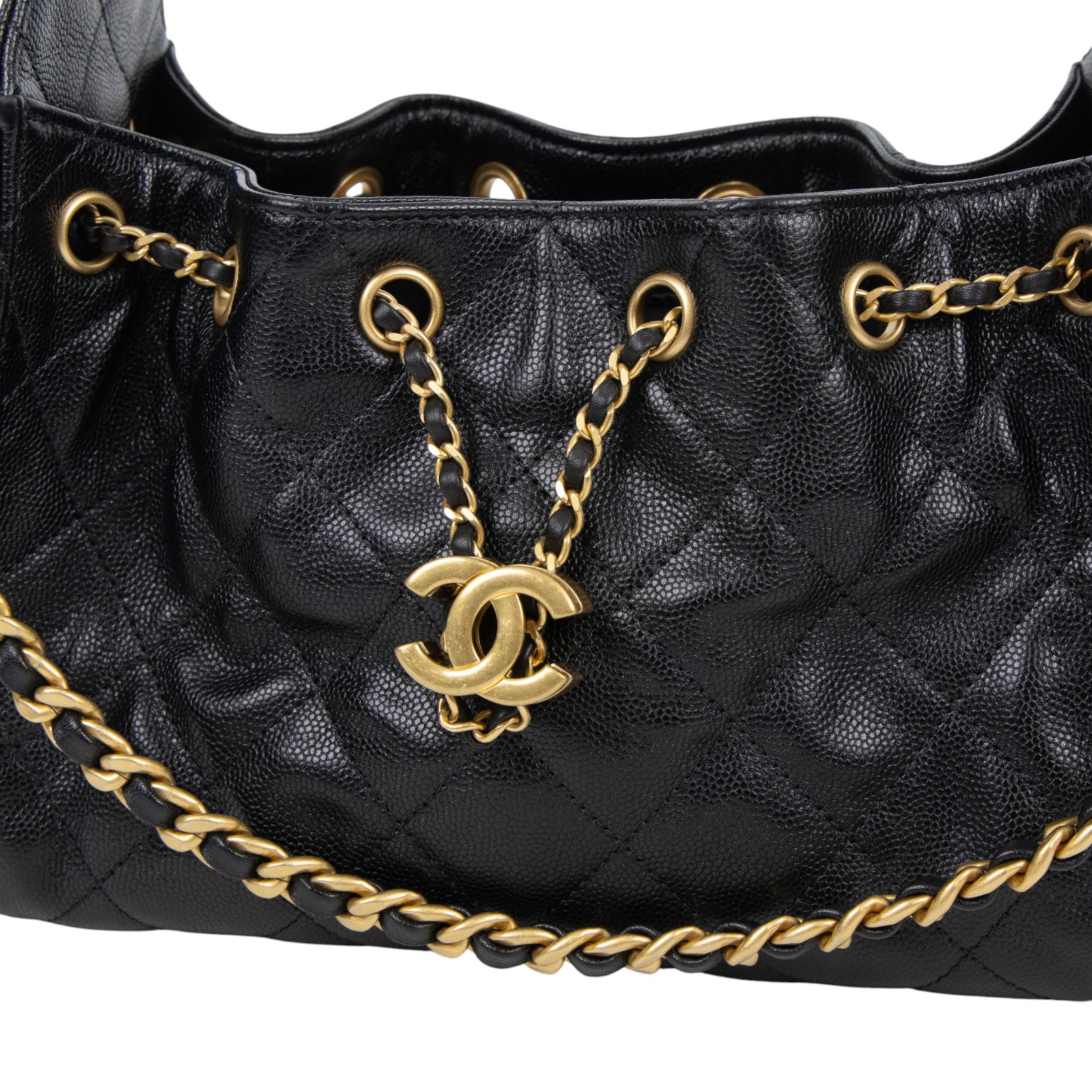 香奈兒 CHANEL 25 迷你包 AS5631 晶片款 黑荔枝金釦25包 MINI HOBO 無附屬品