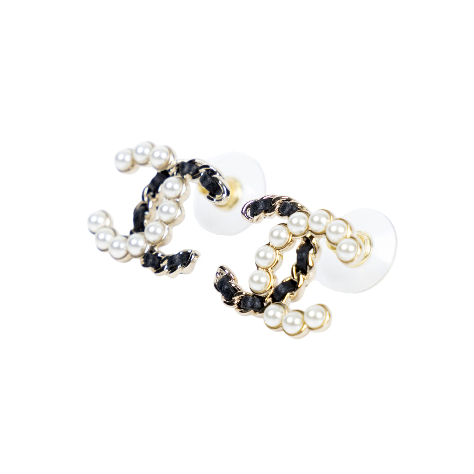 香奈兒 CHANEL CC 耳環 B25/K 黑雙C珍珠耳環 無附屬品