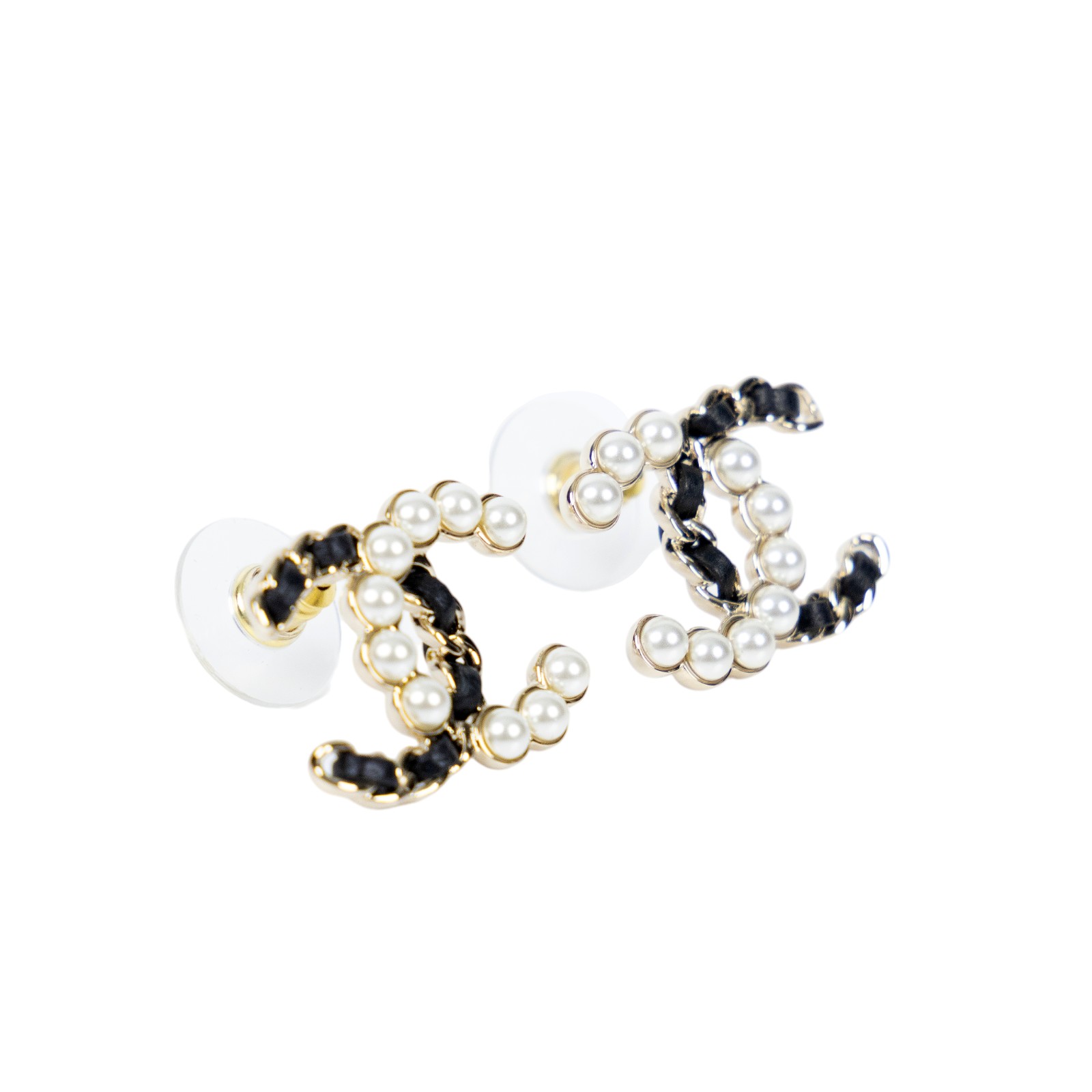 香奈兒 CHANEL CC 耳環 B25/K 黑雙C珍珠耳環 無附屬品